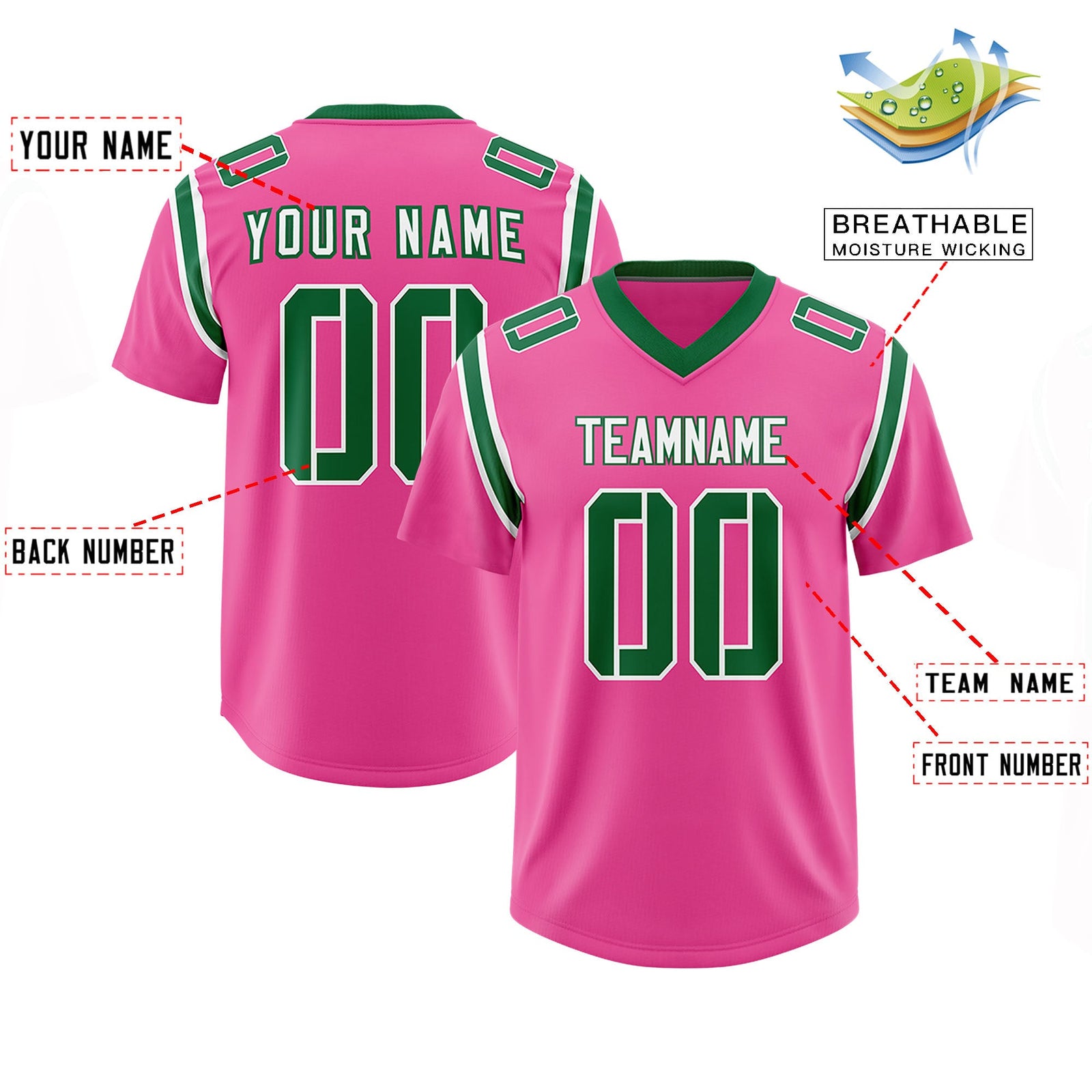 Custom Pink Personalized Shoulder Cut Two-Tone Authentic Football Jersey