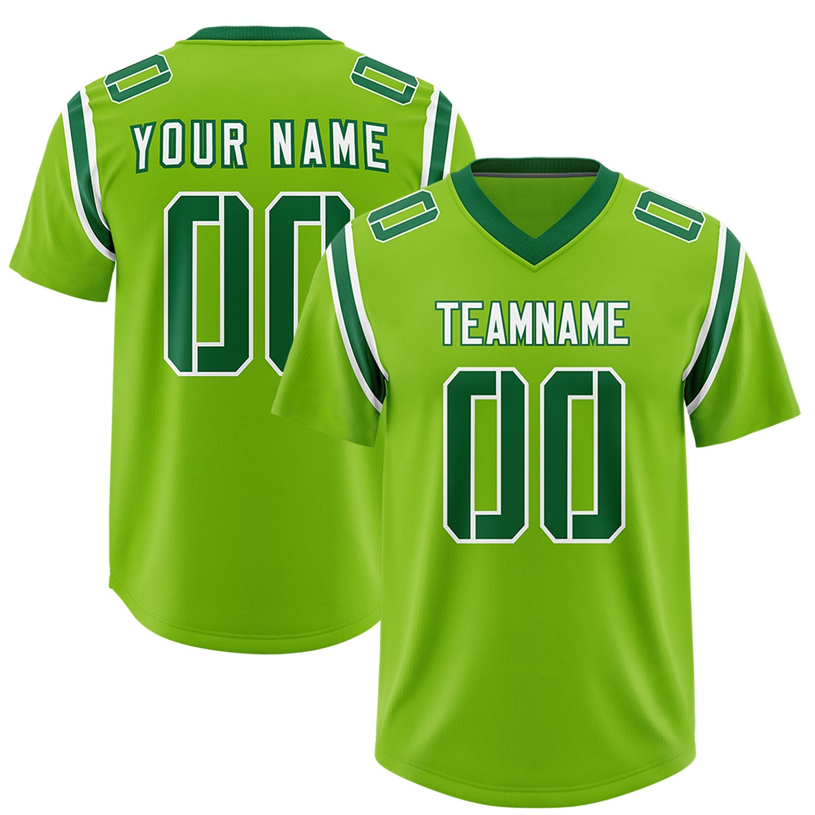 Custom Neon Green Personalized Shoulder Cut Two-Tone Authentic Football Jersey