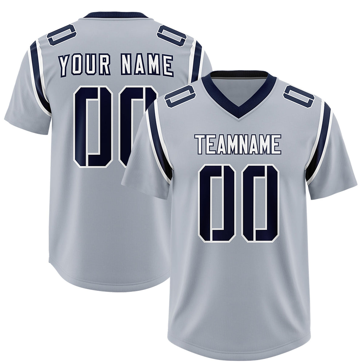 Custom Silver Personalized Shoulder Cut Two-Tone Authentic Football Jersey