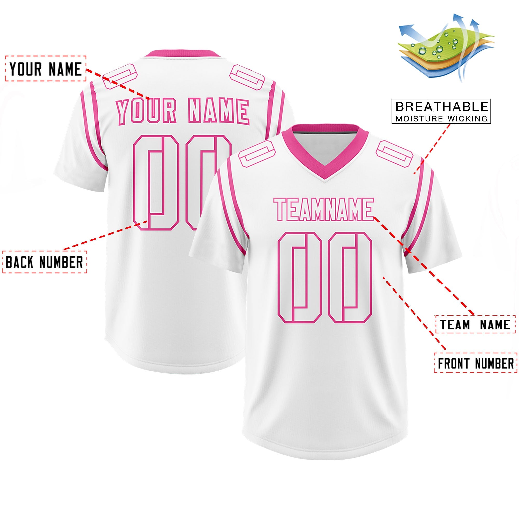 Custom White Personalized Shoulder Cut Two-Tone Authentic Football Jersey