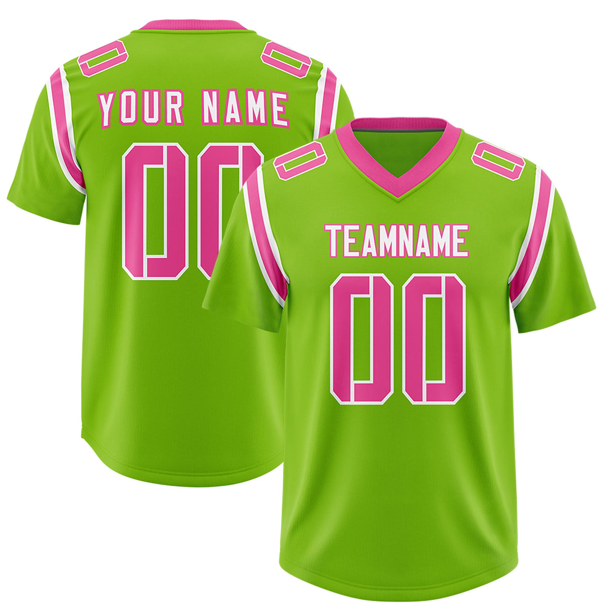 Custom Neon Green Personalized Shoulder Cut Two-Tone Authentic Football Jersey