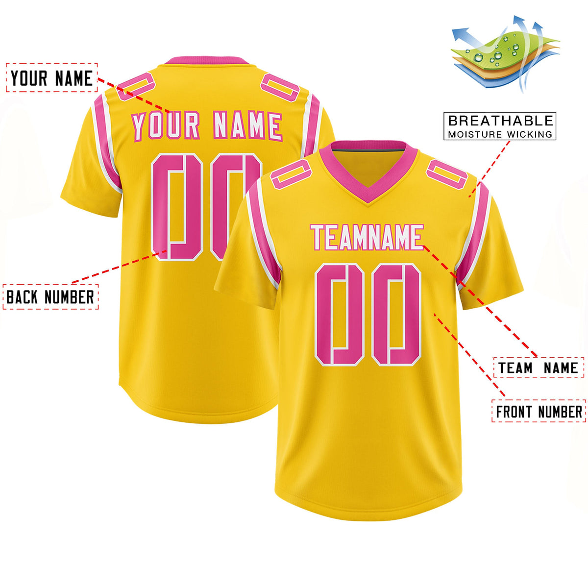 Custom Gold Personalized Shoulder Cut Two-Tone Authentic Football Jersey