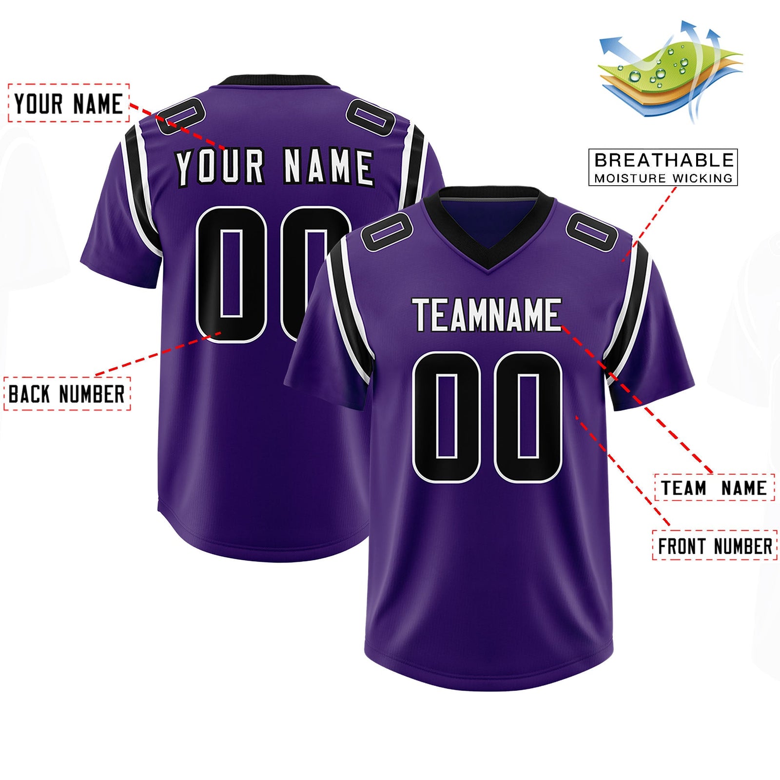 Custom Purple Personalized Shoulder Cut Two-Tone Authentic Football Jersey