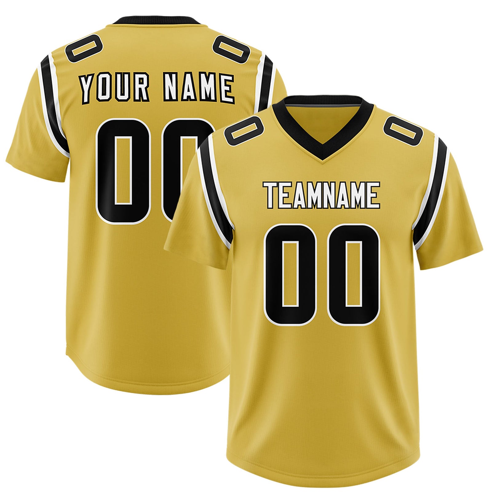 Custom Old Gold Personalized Shoulder Cut Two-Tone Authentic Football Jersey