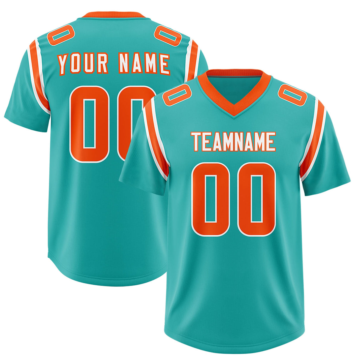 Custom Aqua Personalized Shoulder Cut Two-Tone Authentic Football Jersey