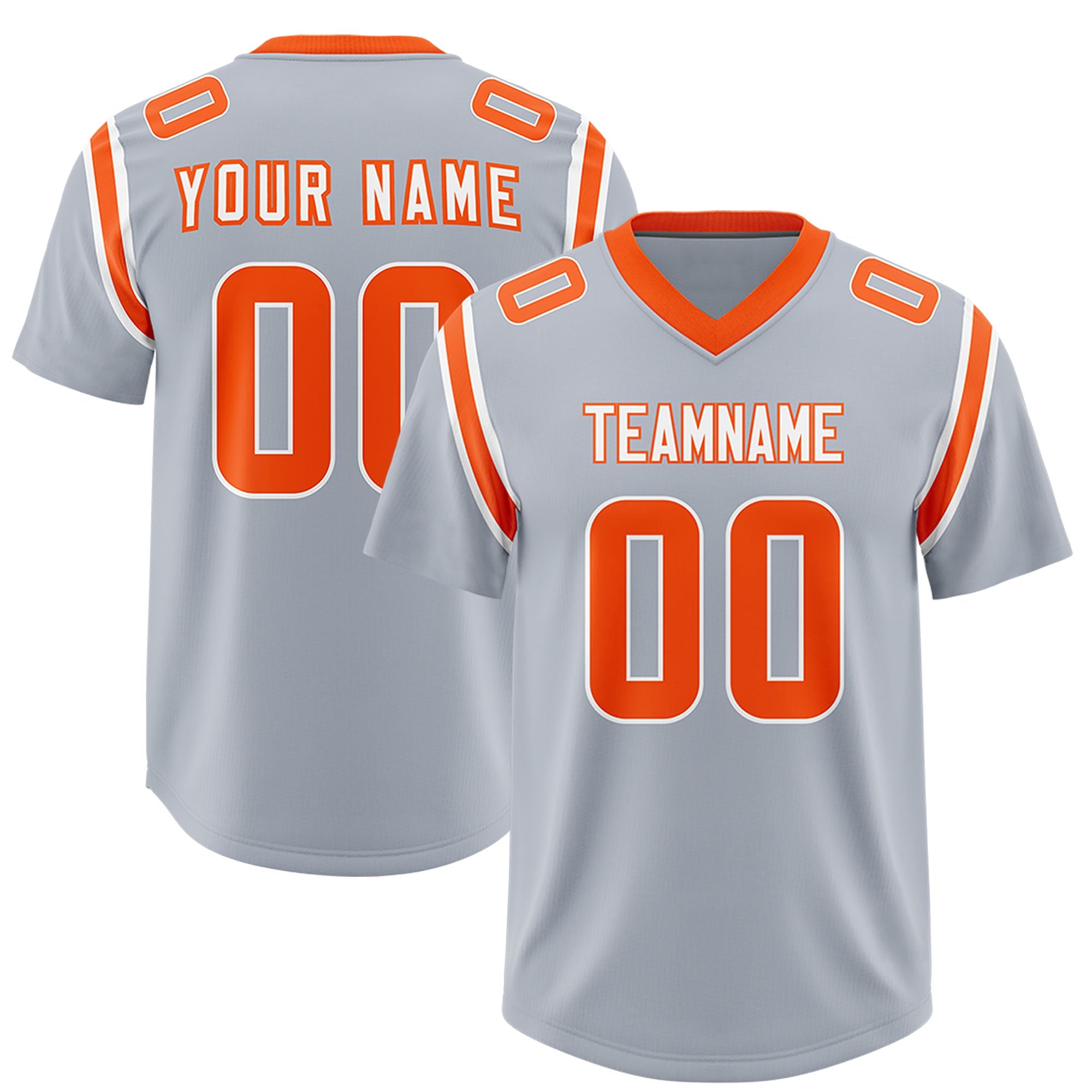 Custom Silver Personalized Shoulder Cut Two-Tone Authentic Football Jersey