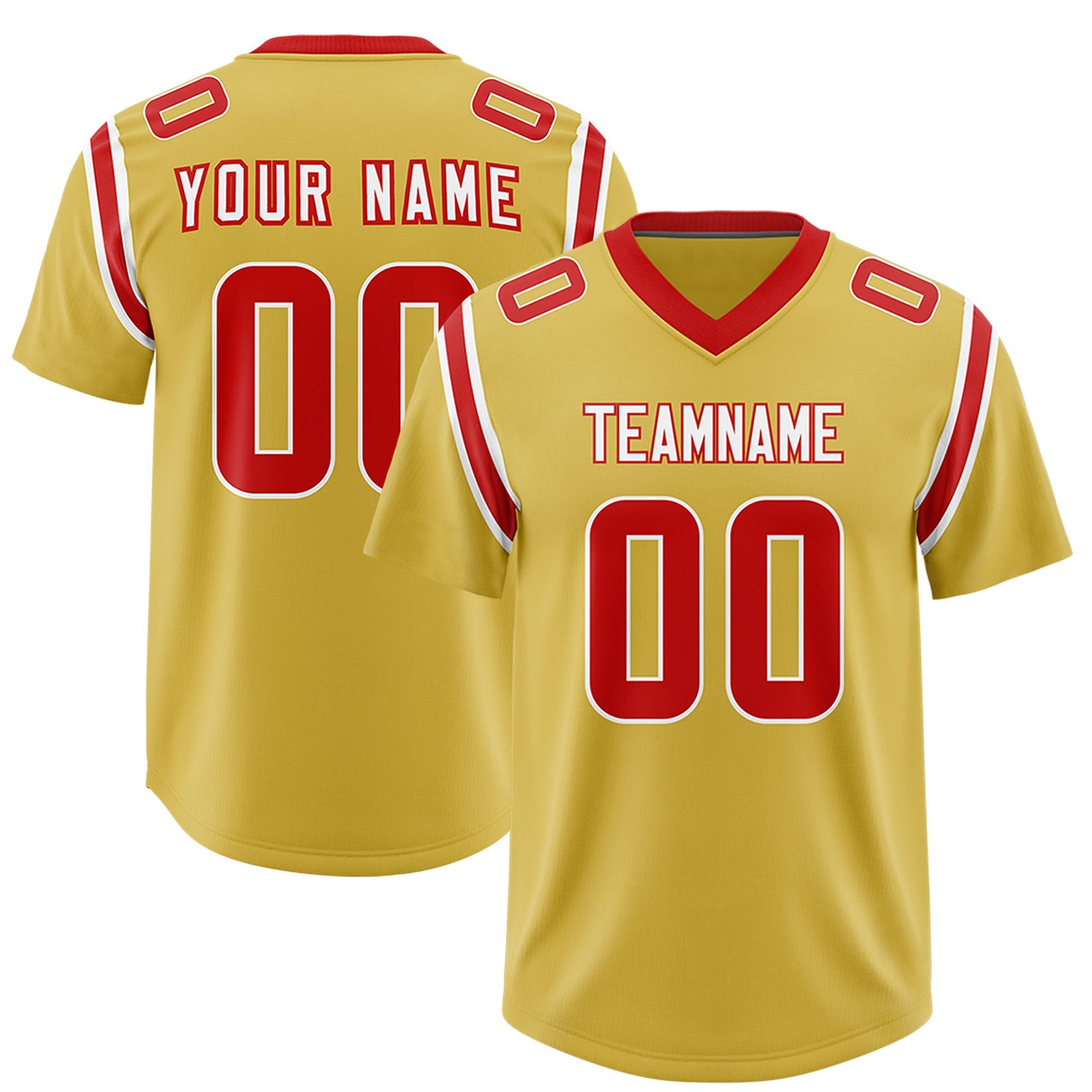 Custom Old Gold Personalized Shoulder Cut Two-Tone Authentic Football Jersey