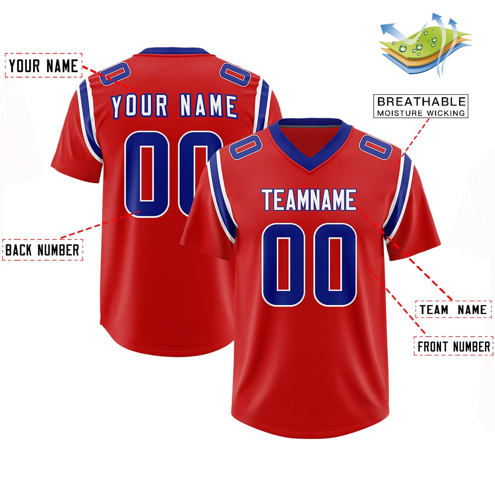 Custom Red Personalized Shoulder Cut Two-Tone Authentic Football Jersey