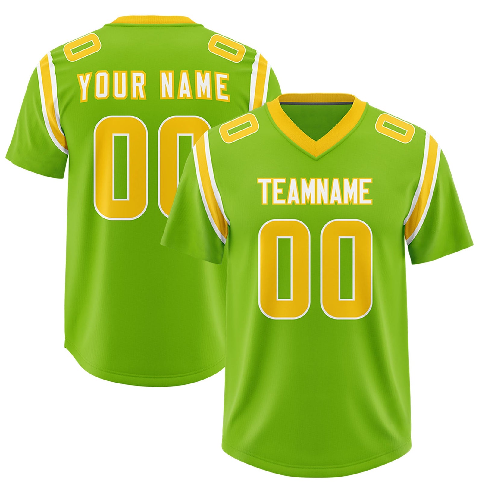 Custom Neon Green Personalized Shoulder Cut Two-Tone Authentic Football Jersey