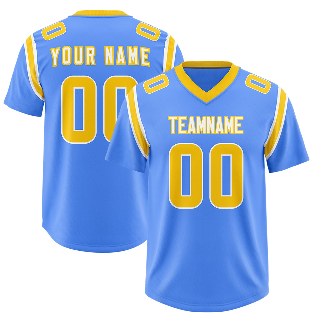 Custom Powder Blue Personalized Shoulder Cut Two-Tone Authentic Football Jersey
