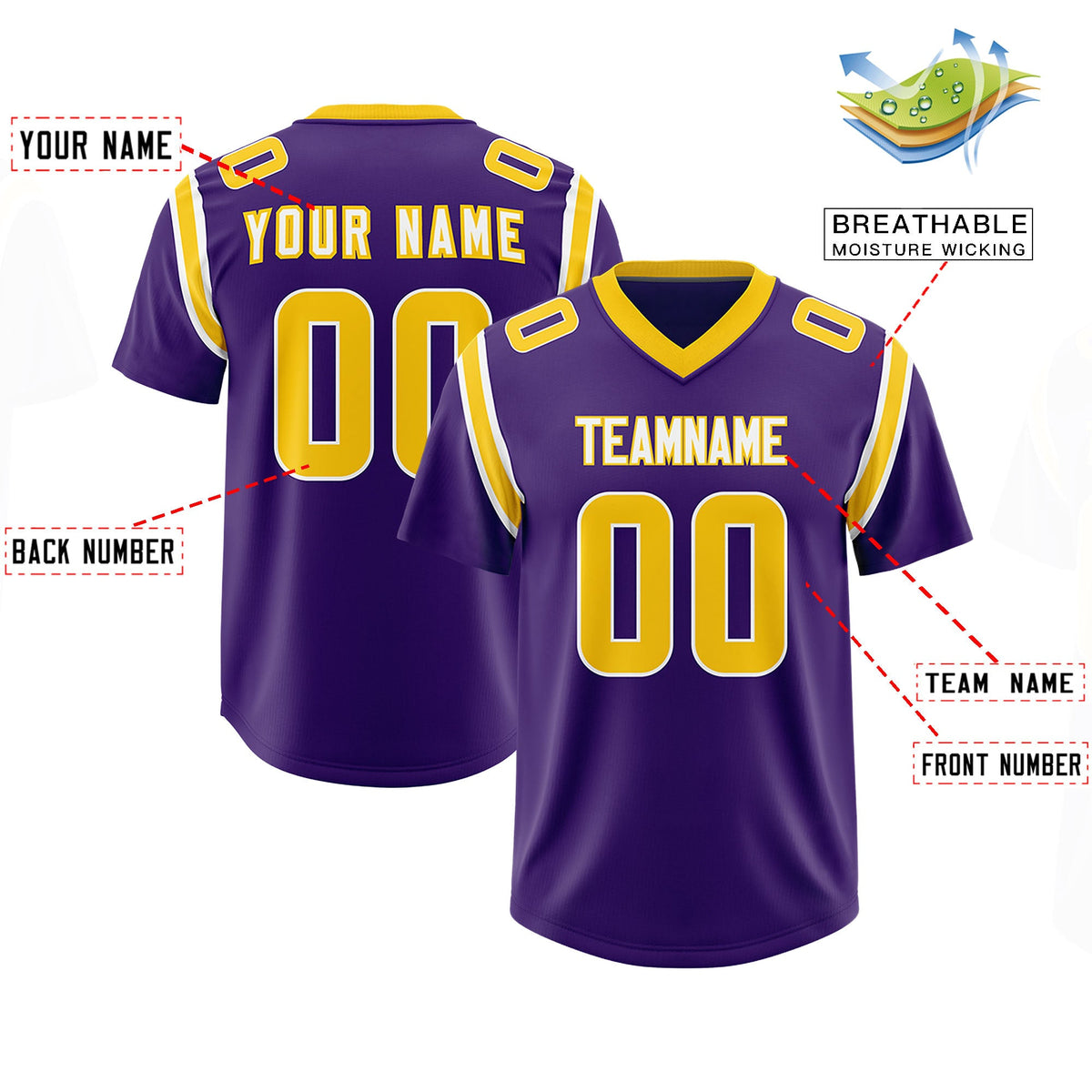 Custom Purple Personalized Shoulder Cut Two-Tone Authentic Football Jersey