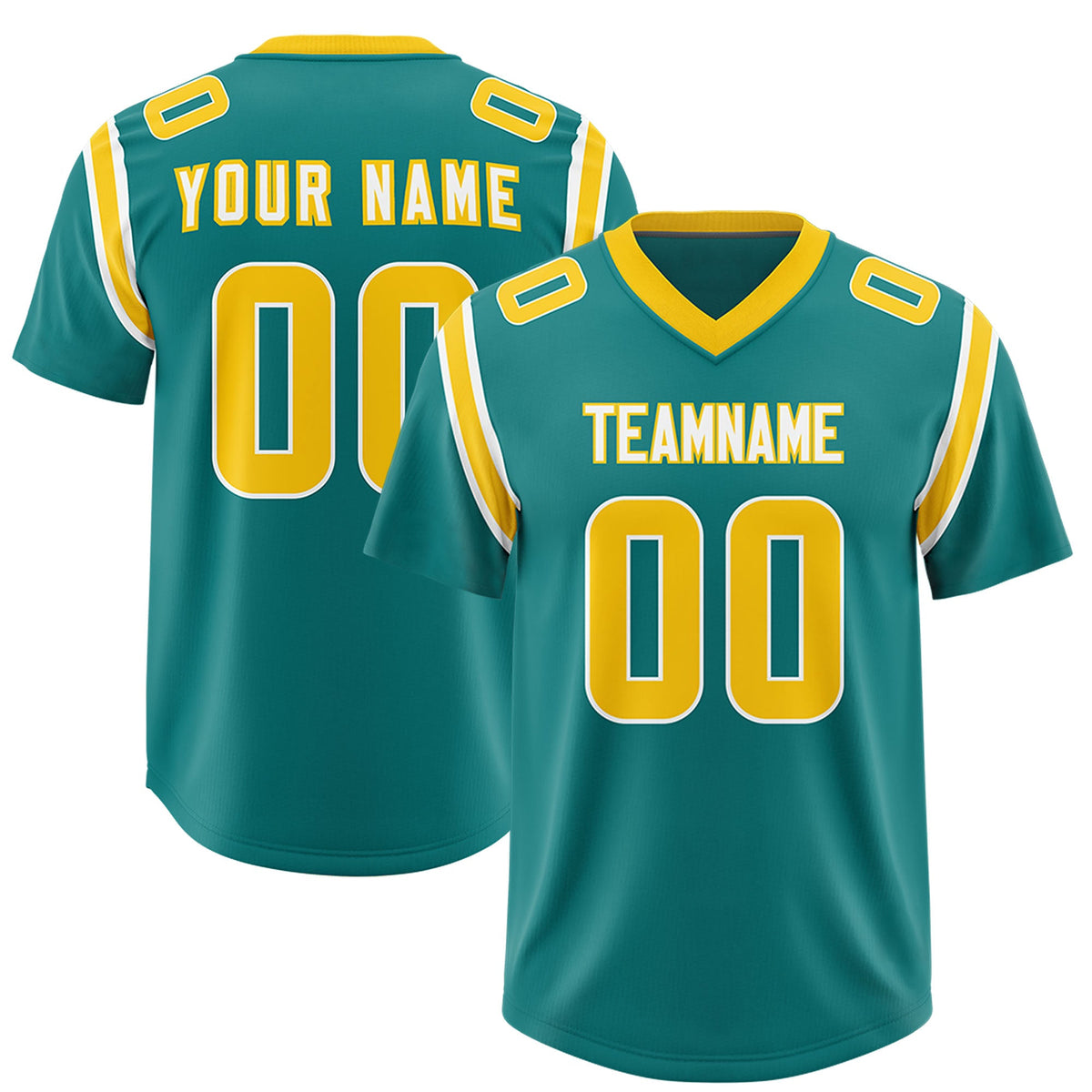 Custom Aqua Personalized Shoulder Cut Two-Tone Authentic Football Jersey