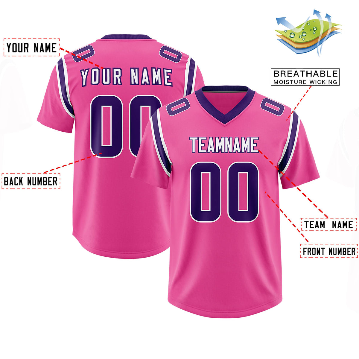 Custom Pink Personalized Shoulder Cut Two-Tone Authentic Football Jersey