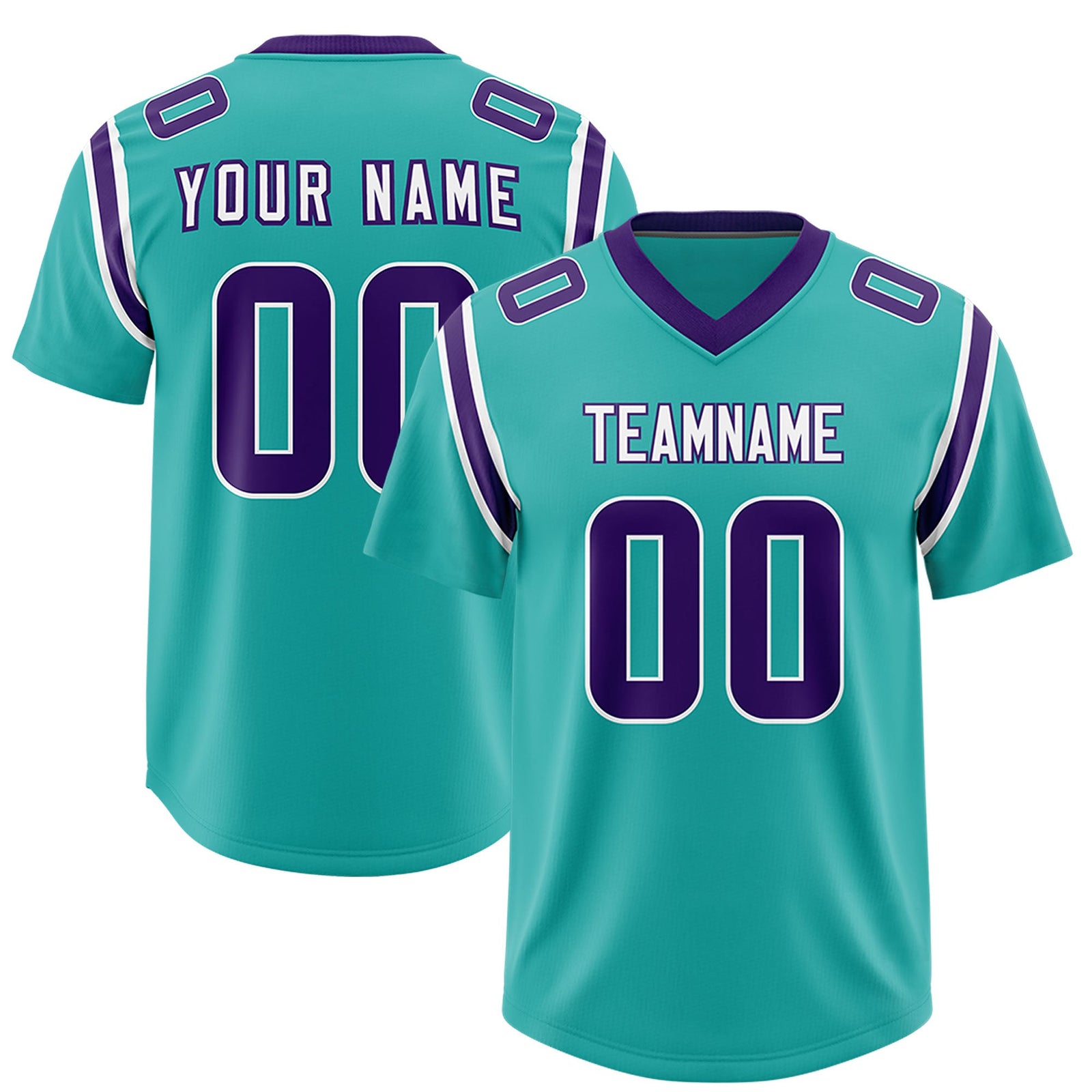 Custom Aqua Personalized Shoulder Cut Two-Tone Authentic Football Jersey
