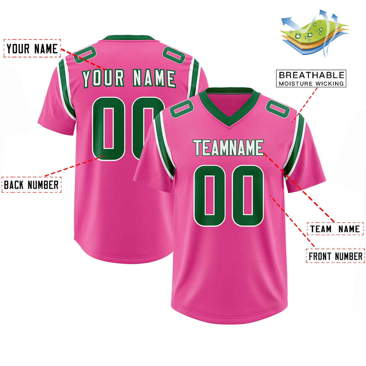 Custom Pink Personalized Shoulder Cut Two-Tone Authentic Football Jersey