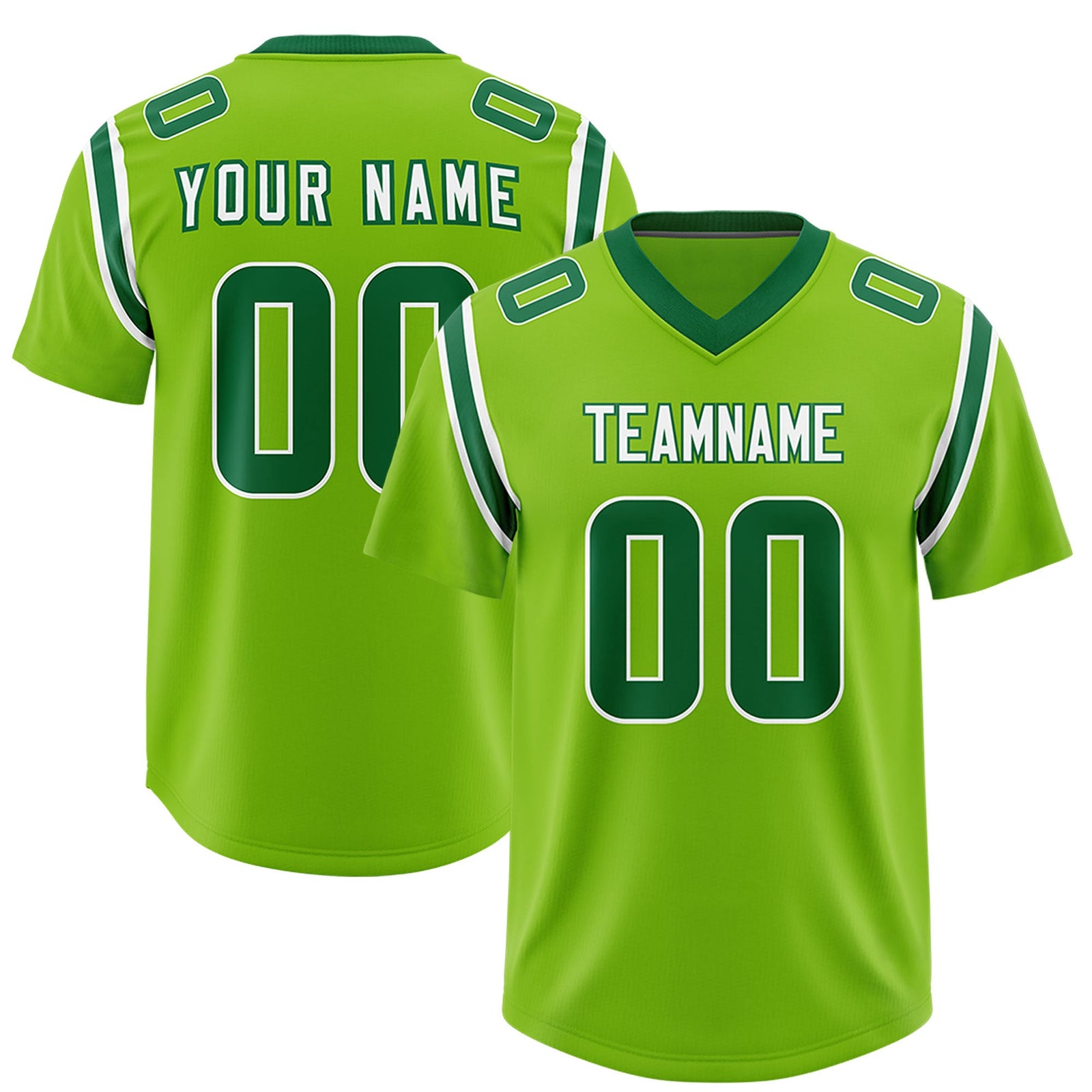 Custom Neon Green Personalized Shoulder Cut Two-Tone Authentic Football Jersey