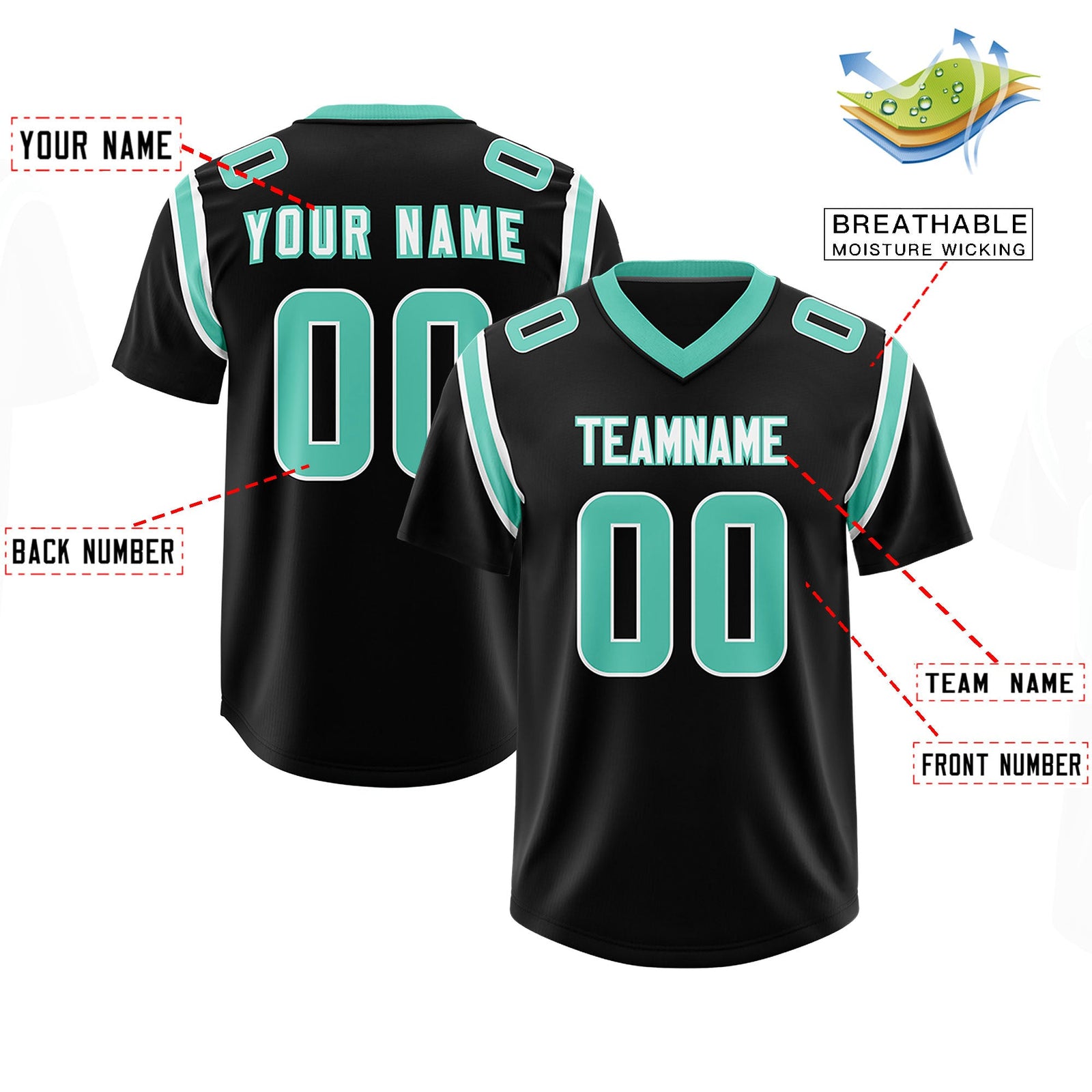 Custom Black Personalized Shoulder Cut Two-Tone Authentic Football Jersey