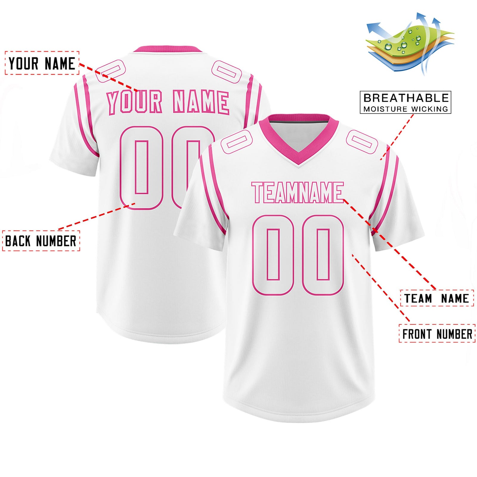 Custom White Personalized Shoulder Cut Two-Tone Authentic Football Jersey