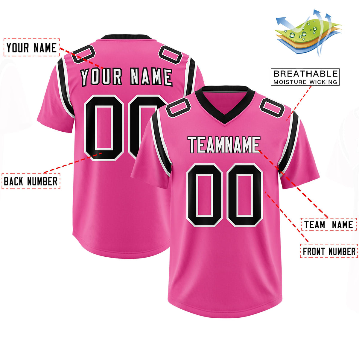 Custom Pink Personalized Shoulder Cut Two-Tone Authentic Football Jersey