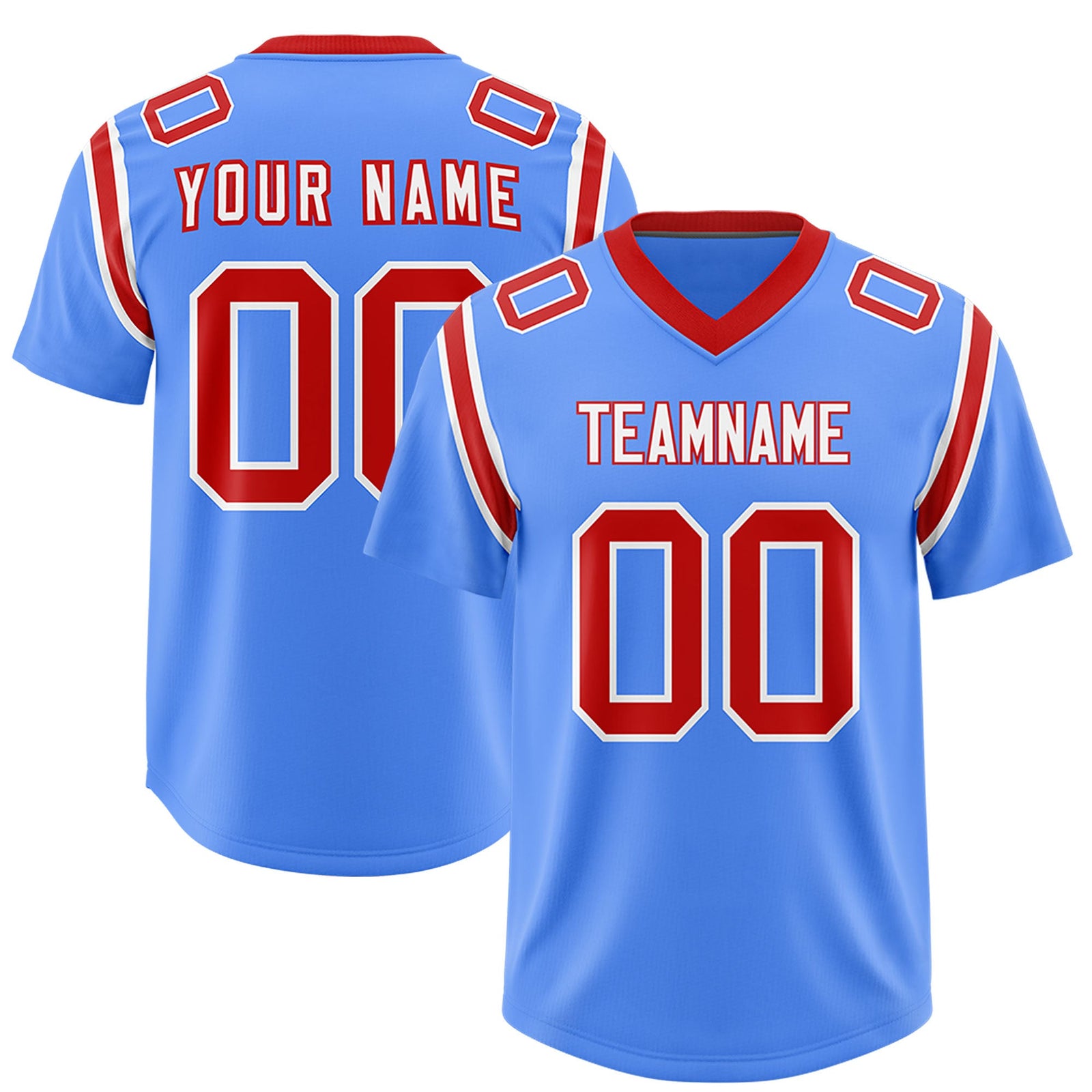 Custom Powder Blue Personalized Shoulder Cut Two-Tone Authentic Football Jersey