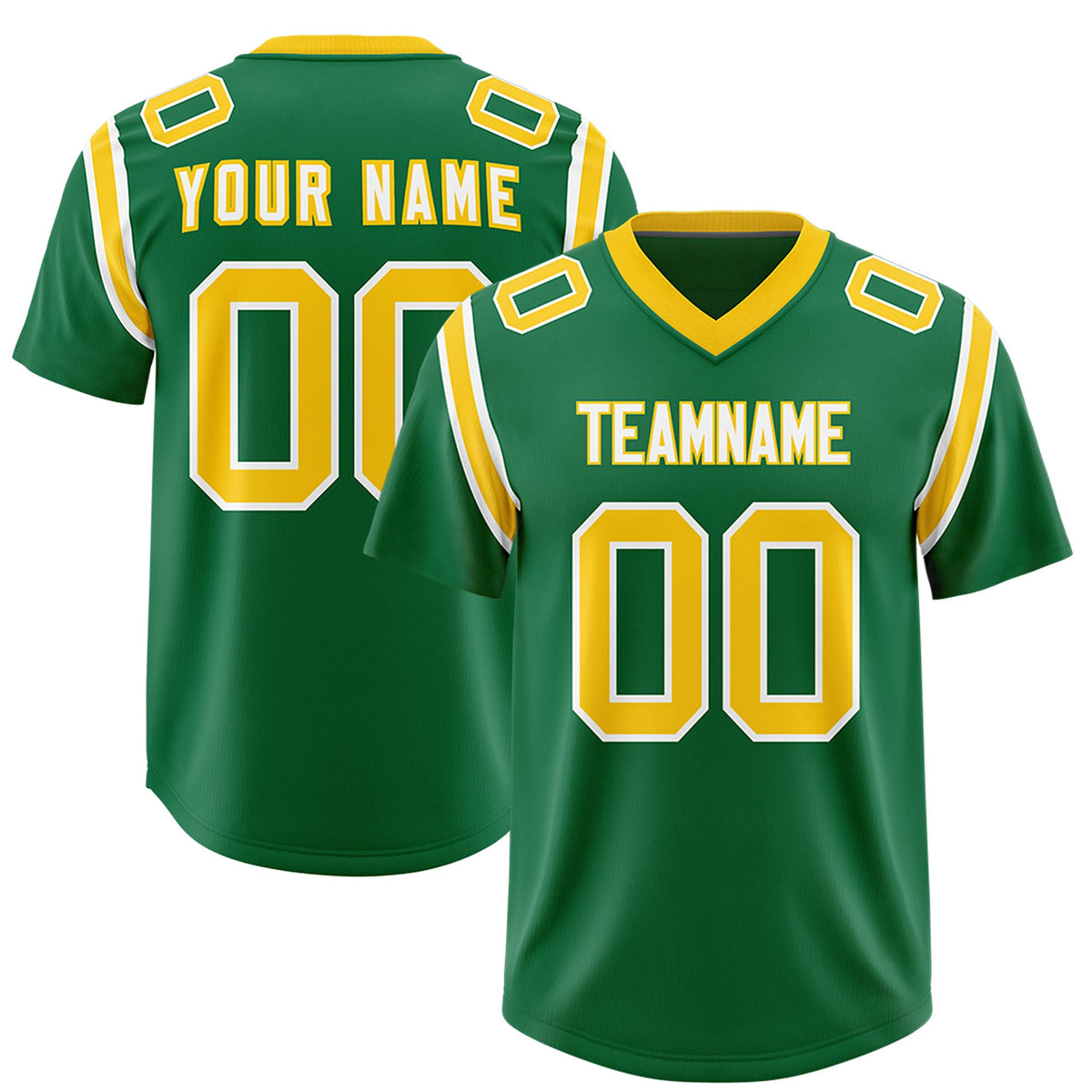 Custom Kelly Green Personalized Shoulder Cut Two-Tone Authentic Football Jersey