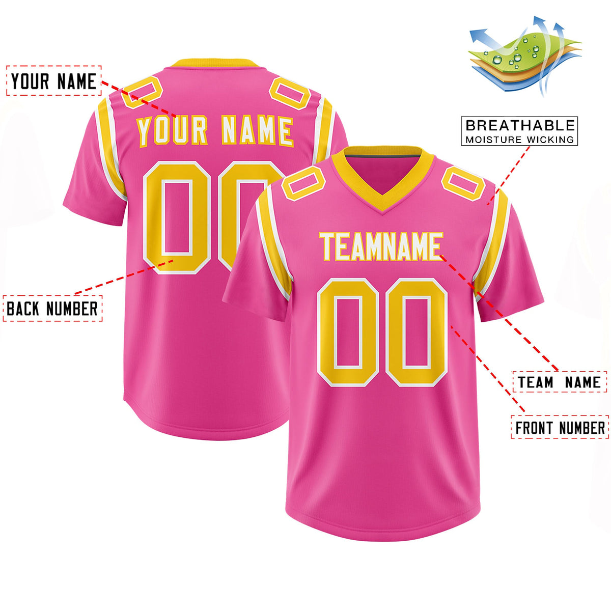 Custom Pink Personalized Shoulder Cut Two-Tone Authentic Football Jersey