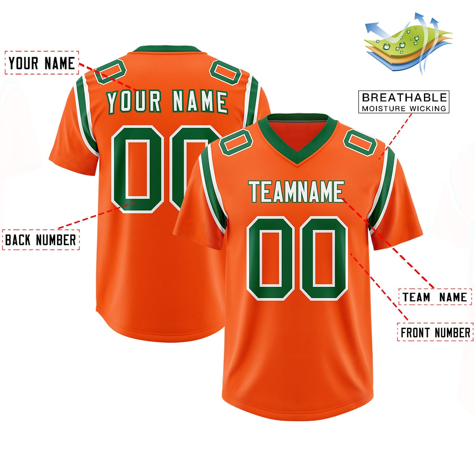 Custom Orange Personalized Shoulder Cut Two-Tone Authentic Football Jersey