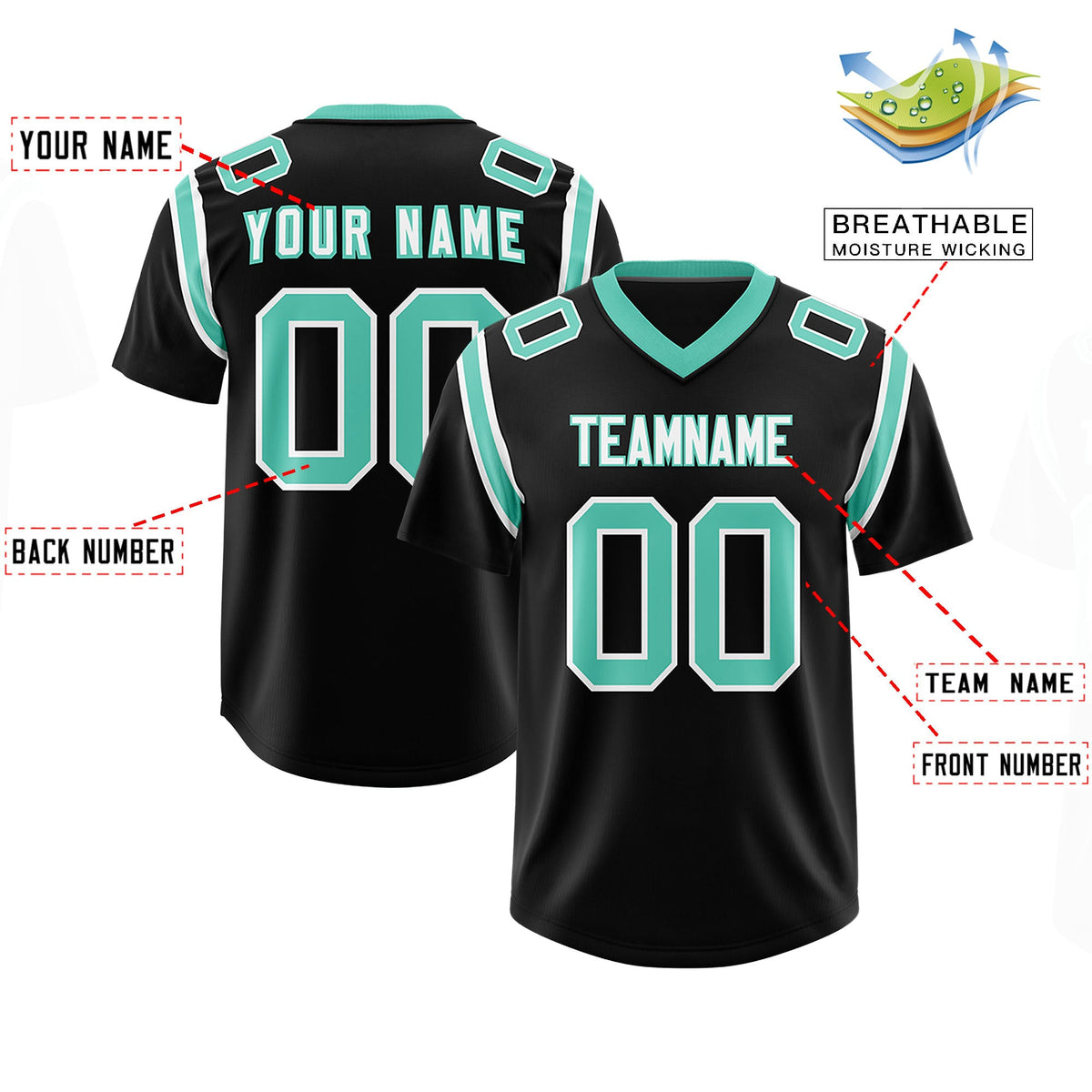 Custom Black Personalized Shoulder Cut Two-Tone Authentic Football Jersey