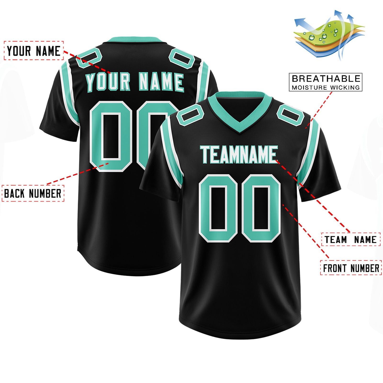 Custom Black Personalized Shoulder Cut Two-Tone Authentic Football Jersey