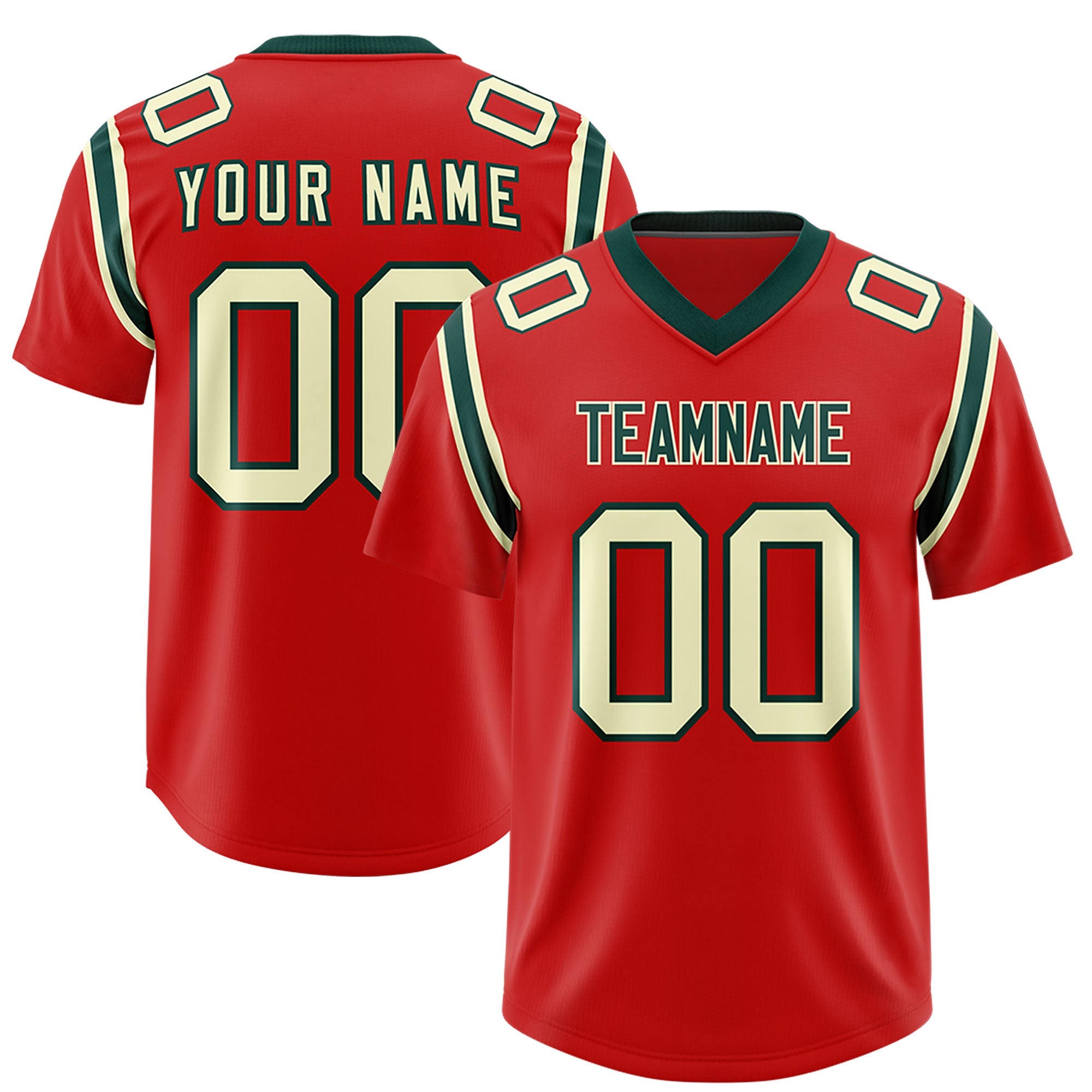 Custom Red Personalized Shoulder Cut Two-Tone Authentic Football Jersey