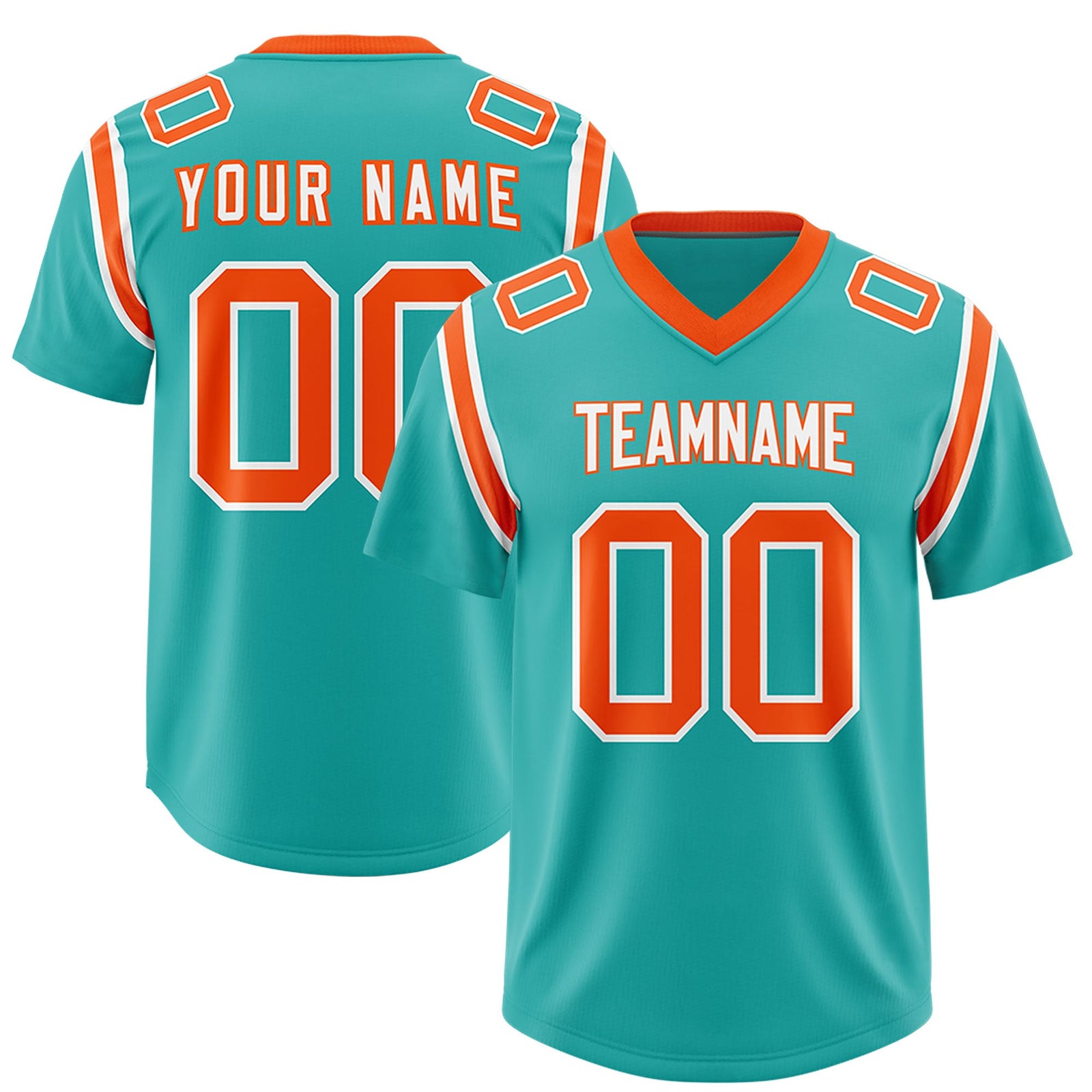 Custom Aqua Personalized Shoulder Cut Two-Tone Authentic Football Jersey