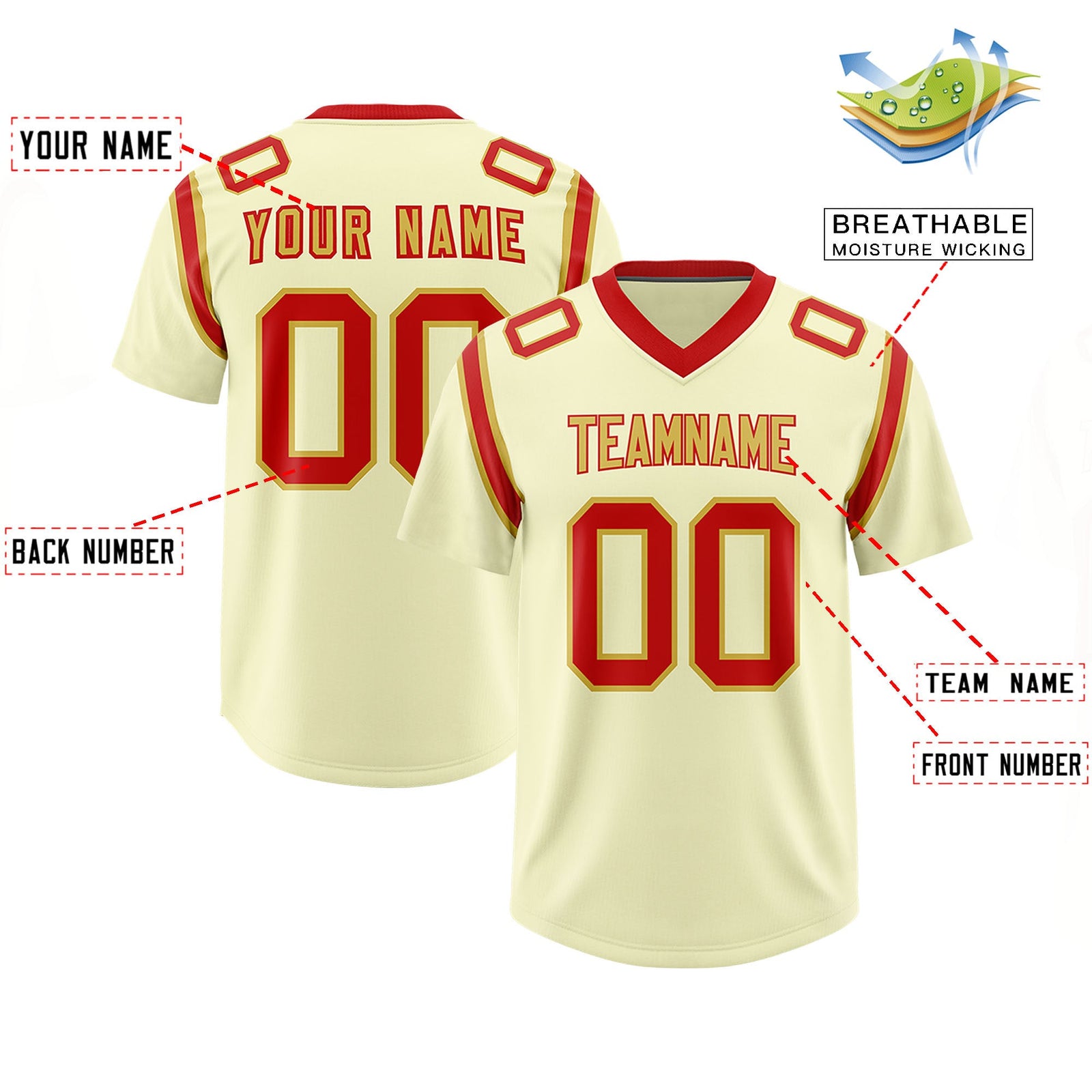 Custom Cream Personalized Shoulder Cut Two-Tone Authentic Football Jersey