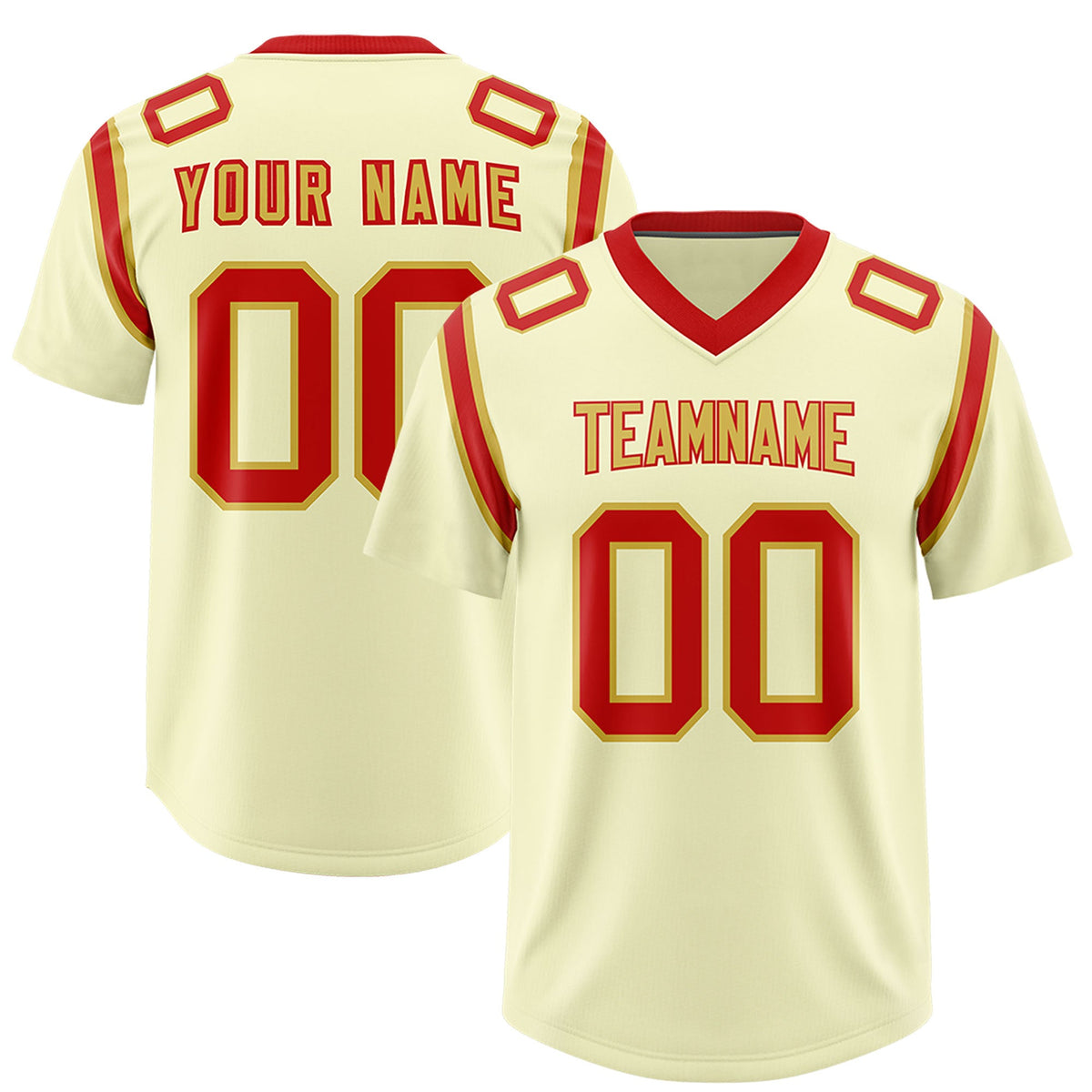 Custom Cream Personalized Shoulder Cut Two-Tone Authentic Football Jersey