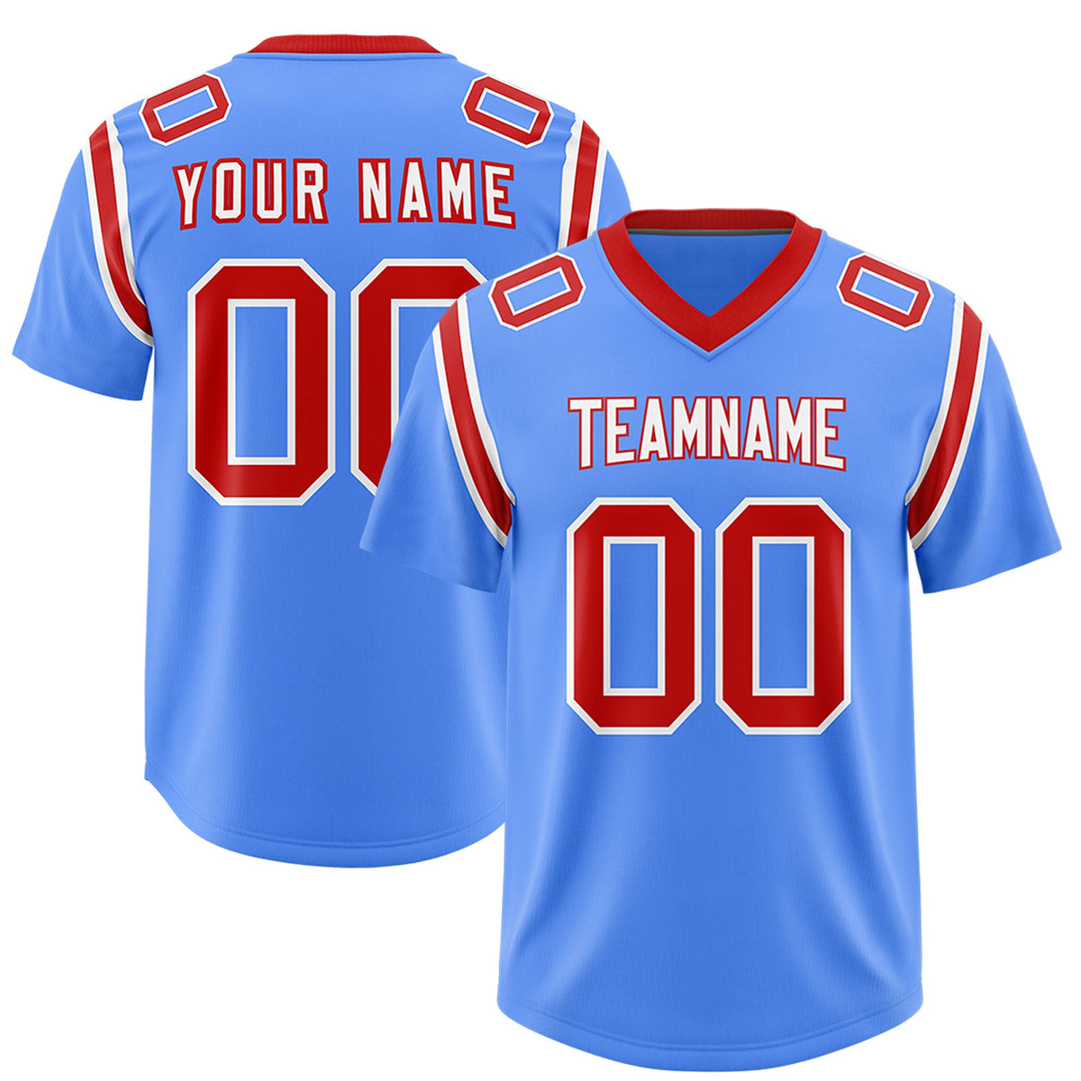 Custom Powder Blue Personalized Shoulder Cut Two-Tone Authentic Football Jersey