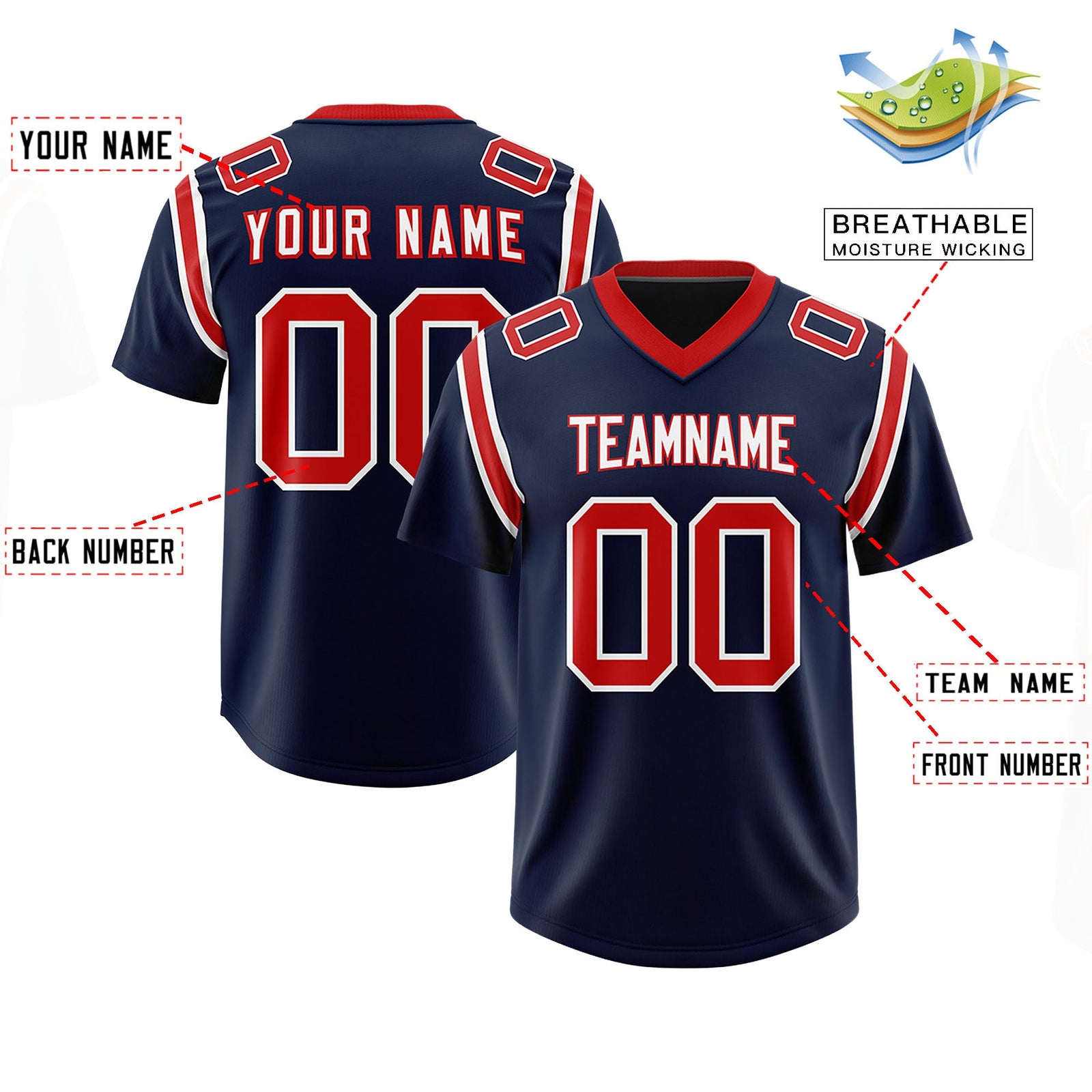 Custom Navy Personalized Shoulder Cut Two-Tone Authentic Football Jersey