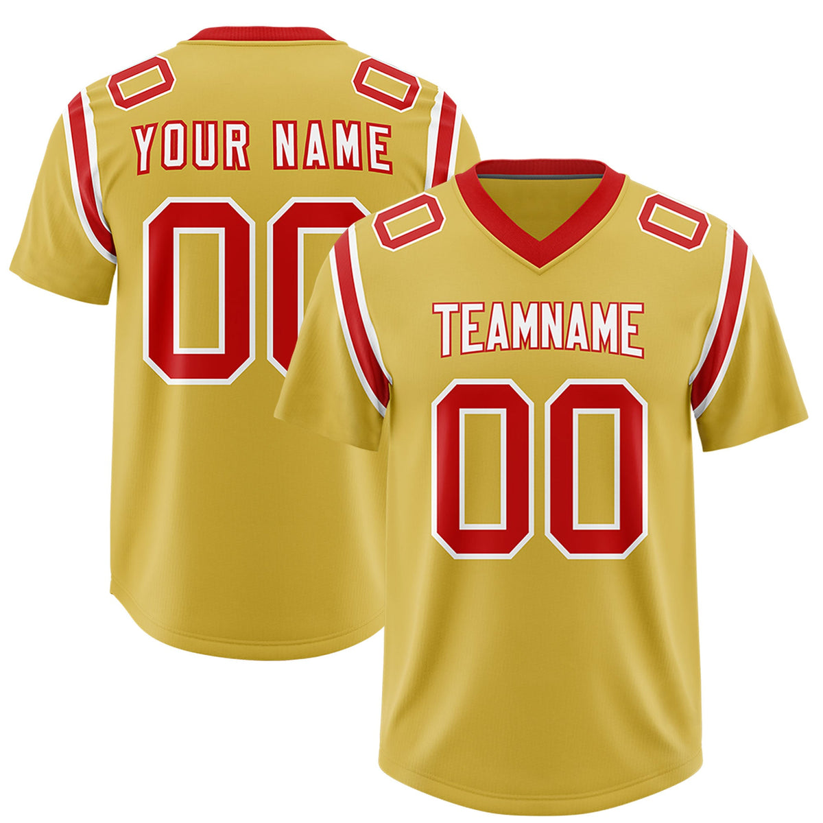 Custom Old Gold Personalized Shoulder Cut Two-Tone Authentic Football Jersey