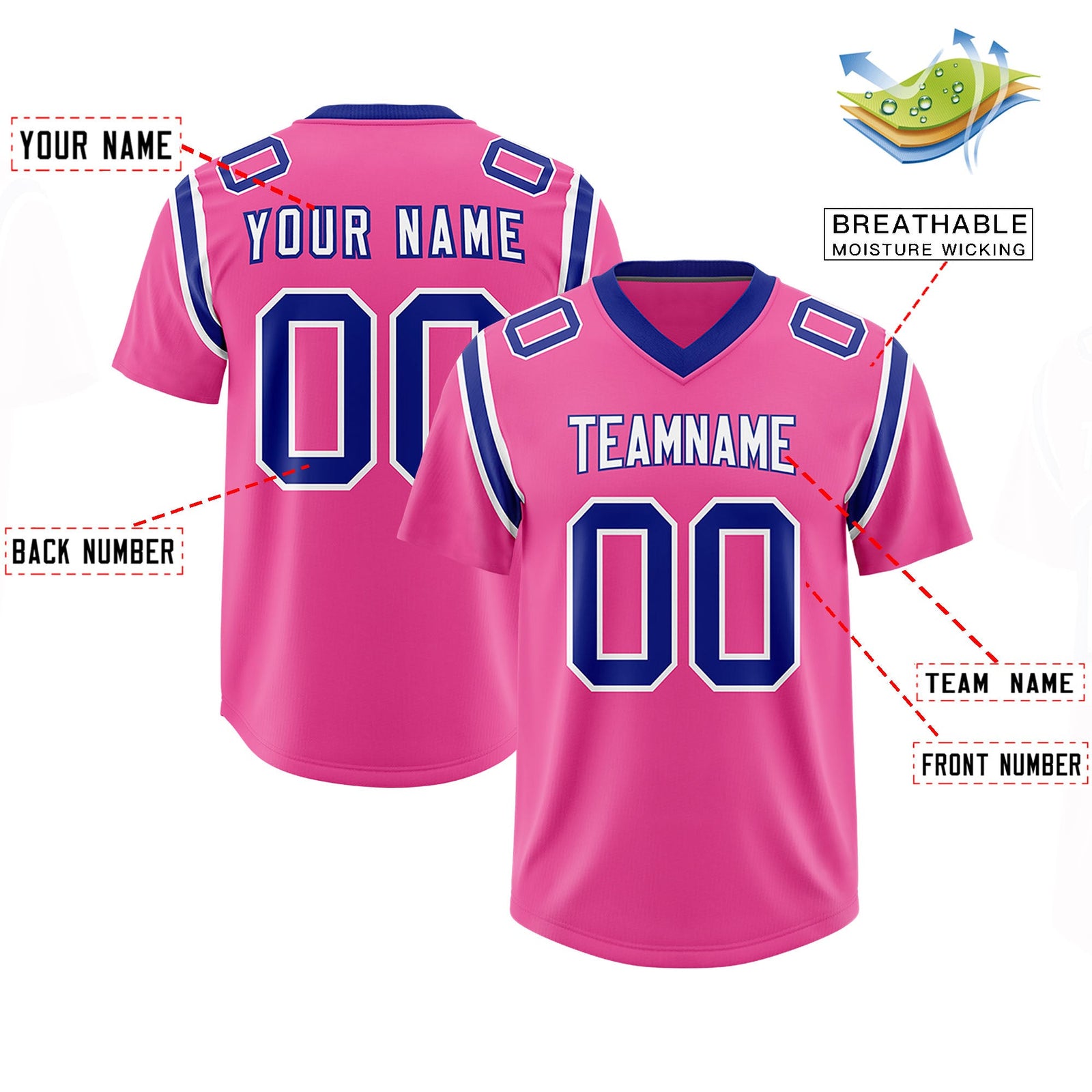 Custom Pink Personalized Shoulder Cut Two-Tone Authentic Football Jersey