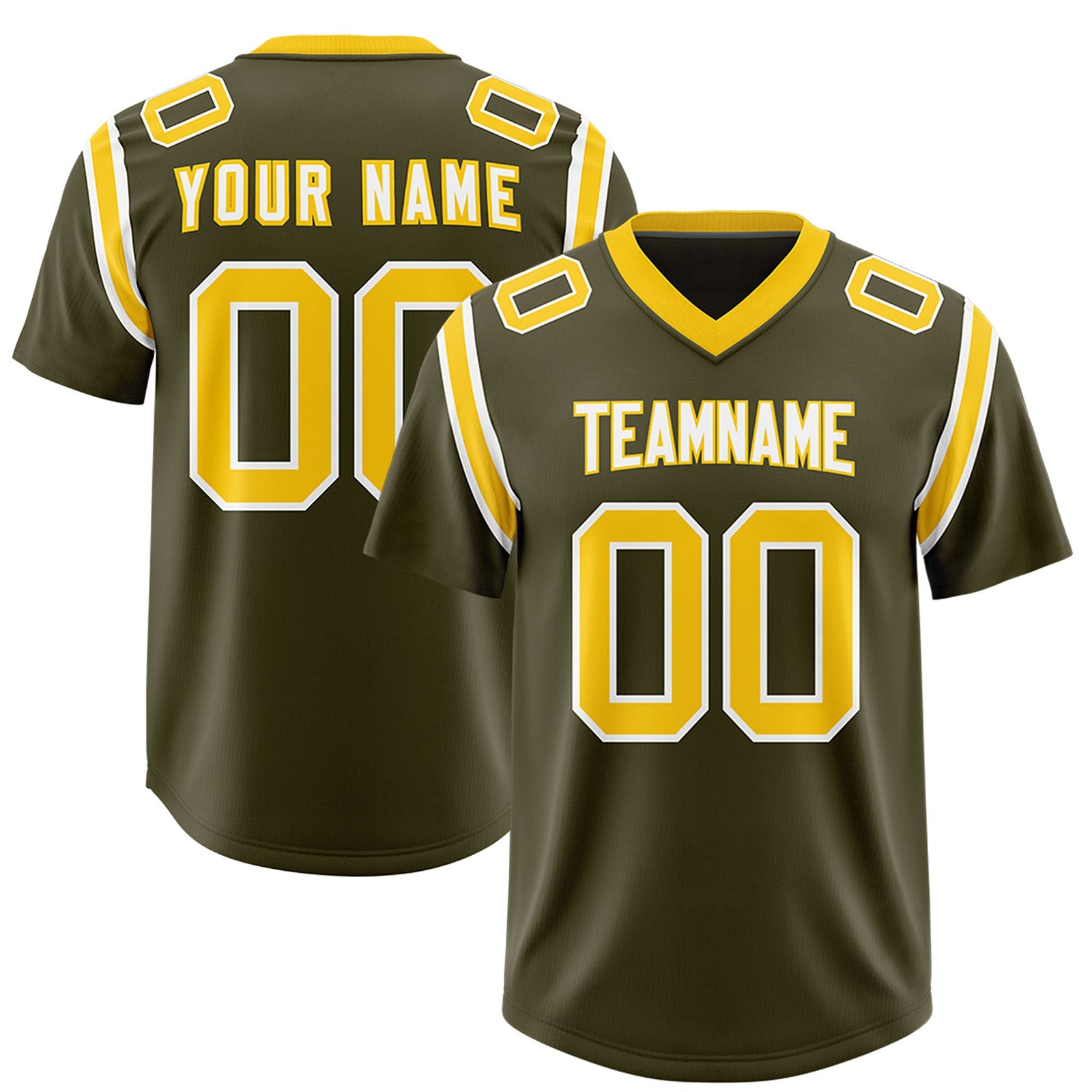 Custom Olive Personalized Shoulder Cut Two-Tone Authentic Football Jersey