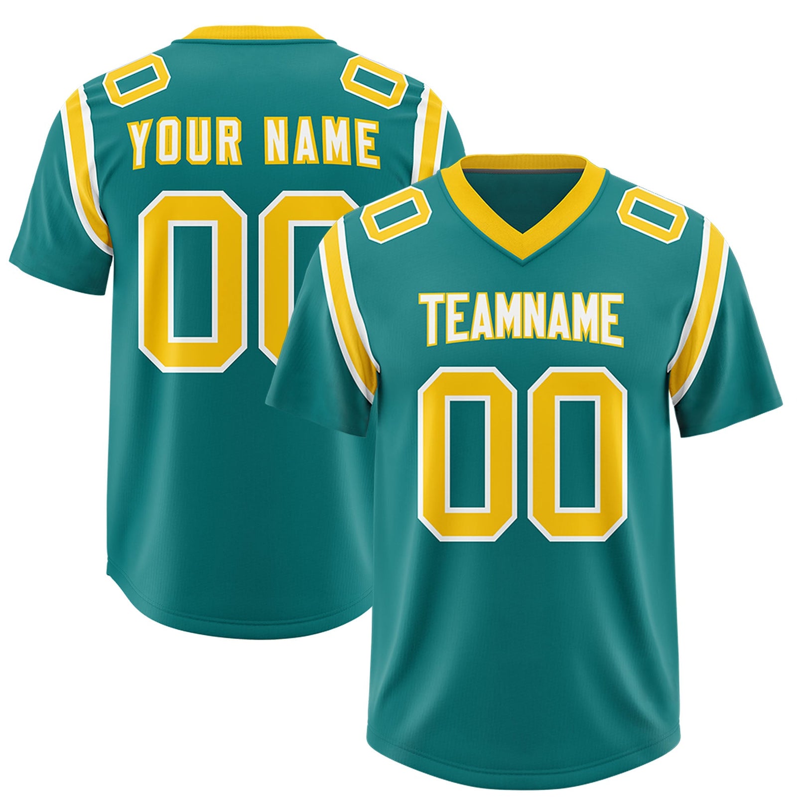 Custom Aqua Personalized Shoulder Cut Two-Tone Authentic Football Jersey