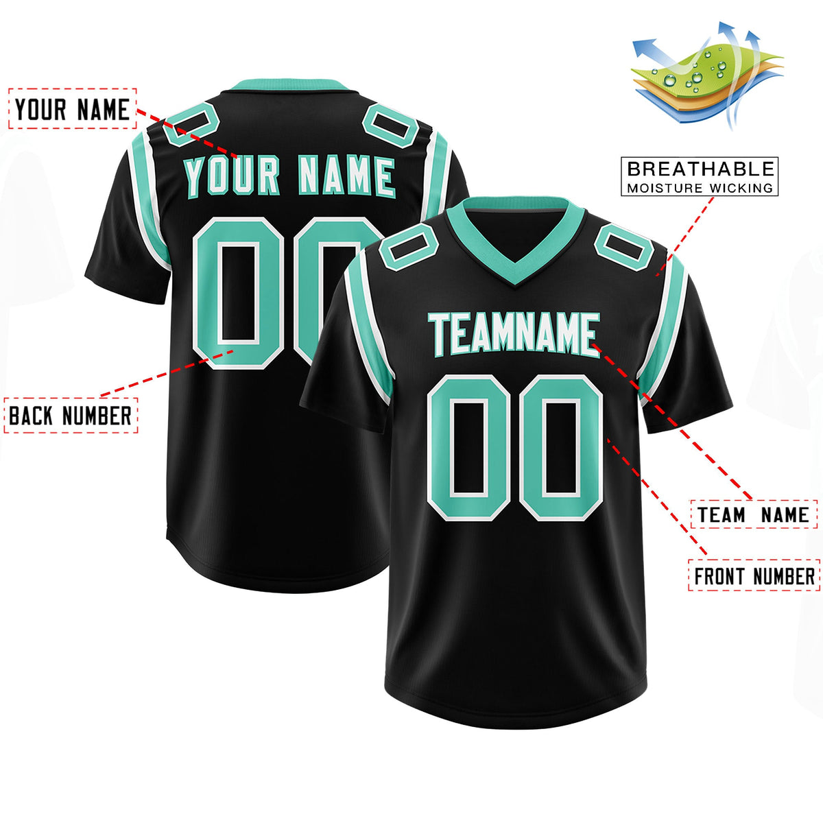 Custom Black Personalized Shoulder Cut Two-Tone Authentic Football Jersey