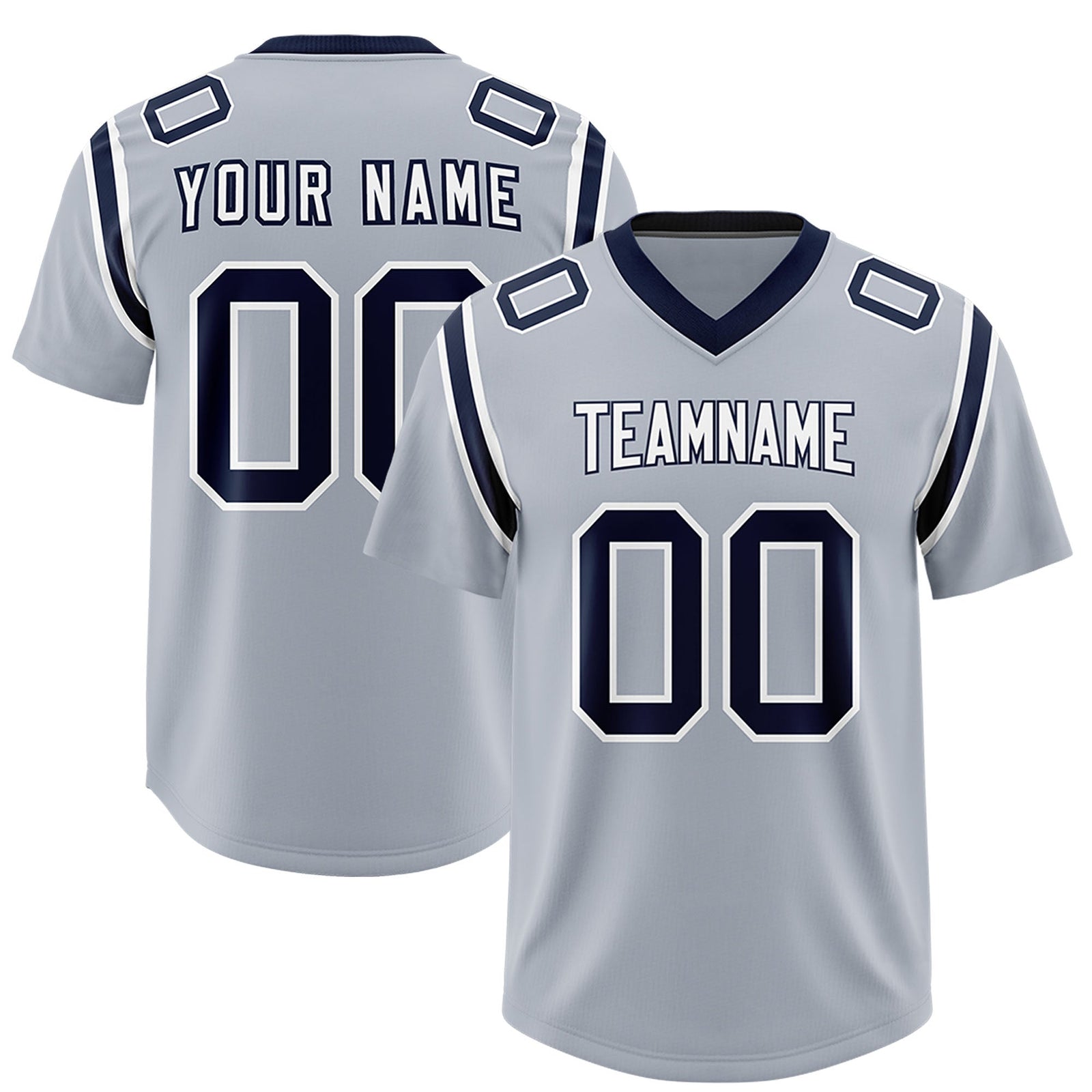 Custom Silver Personalized Shoulder Cut Two-Tone Authentic Football Jersey