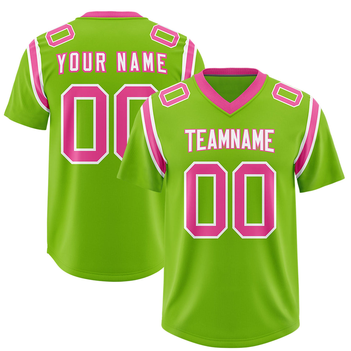 Custom Neon Green Personalized Shoulder Cut Two-Tone Authentic Football Jersey