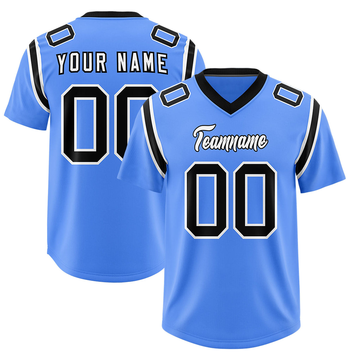 Custom Powder Blue Personalized Shoulder Cut Two-Tone Authentic Football Jersey