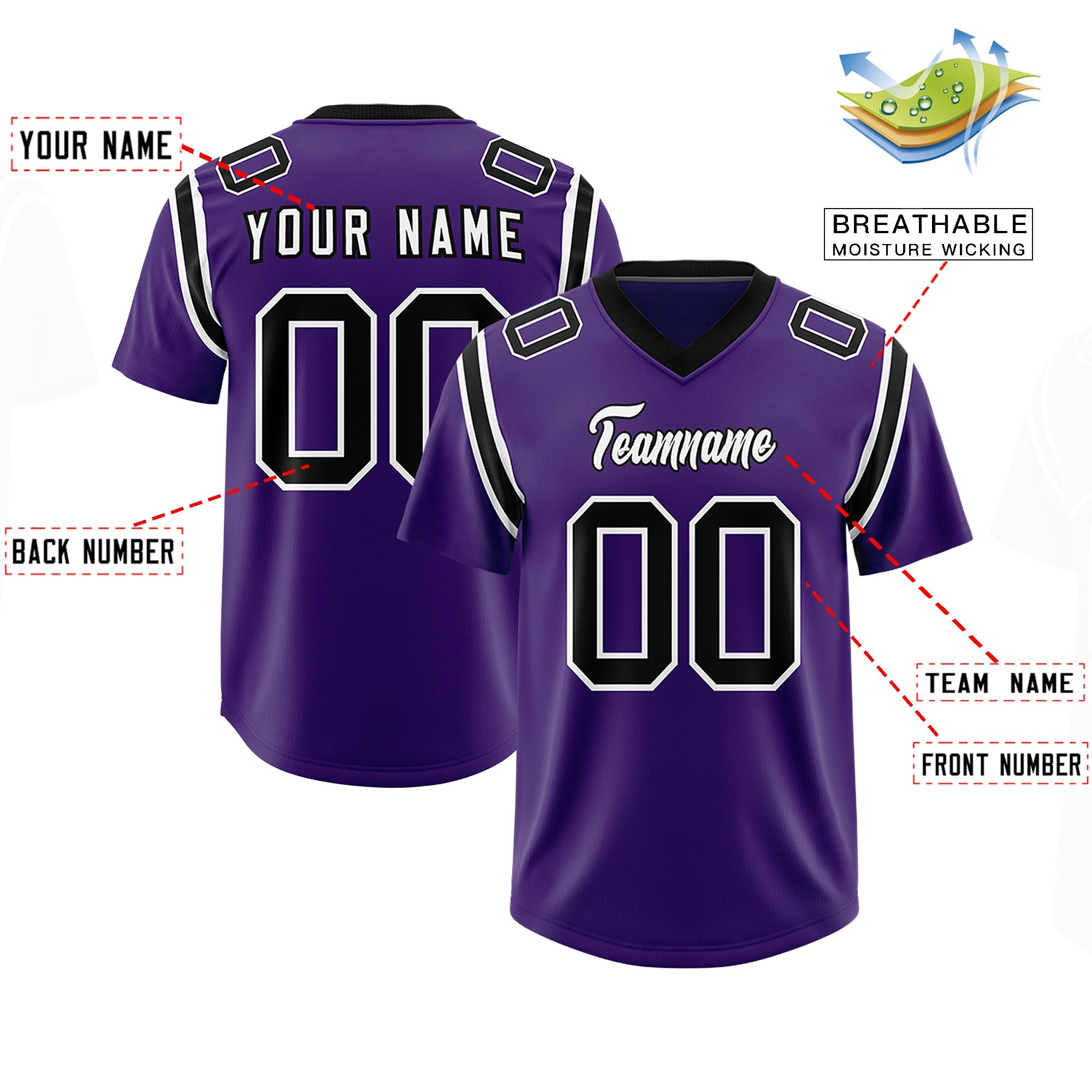 Custom Purple Personalized Shoulder Cut Two-Tone Authentic Football Jersey