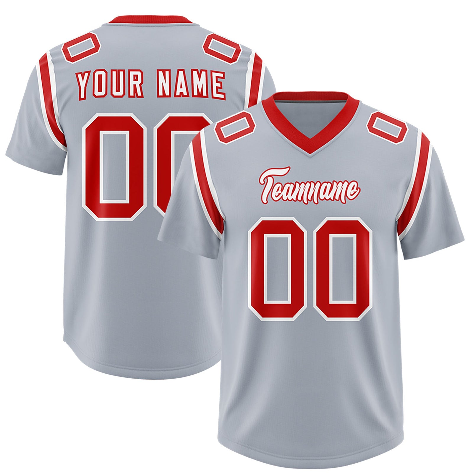 Custom Silver Personalized Shoulder Cut Two-Tone Authentic Football Jersey