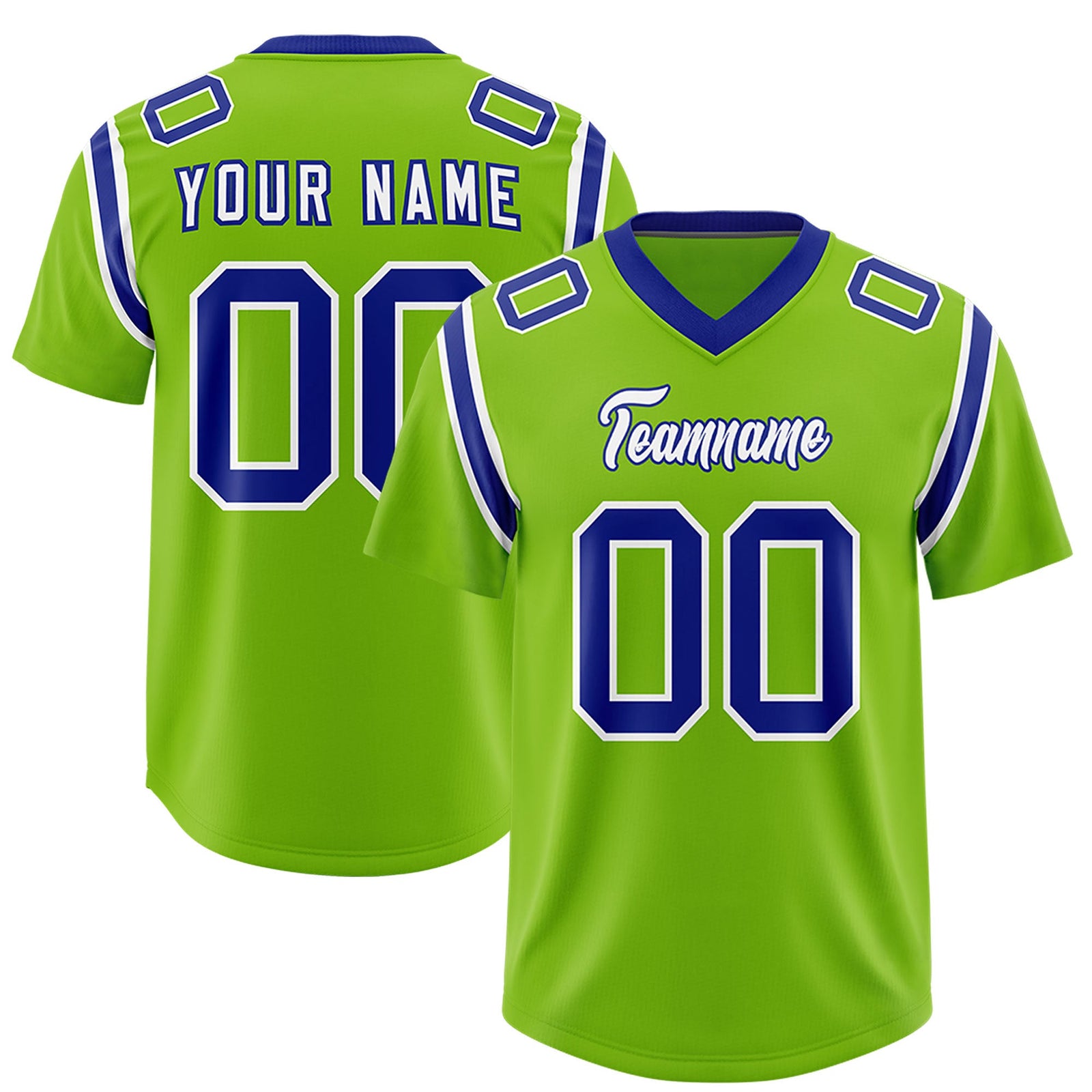 Custom Neon Green Personalized Shoulder Cut Two-Tone Authentic Football Jersey