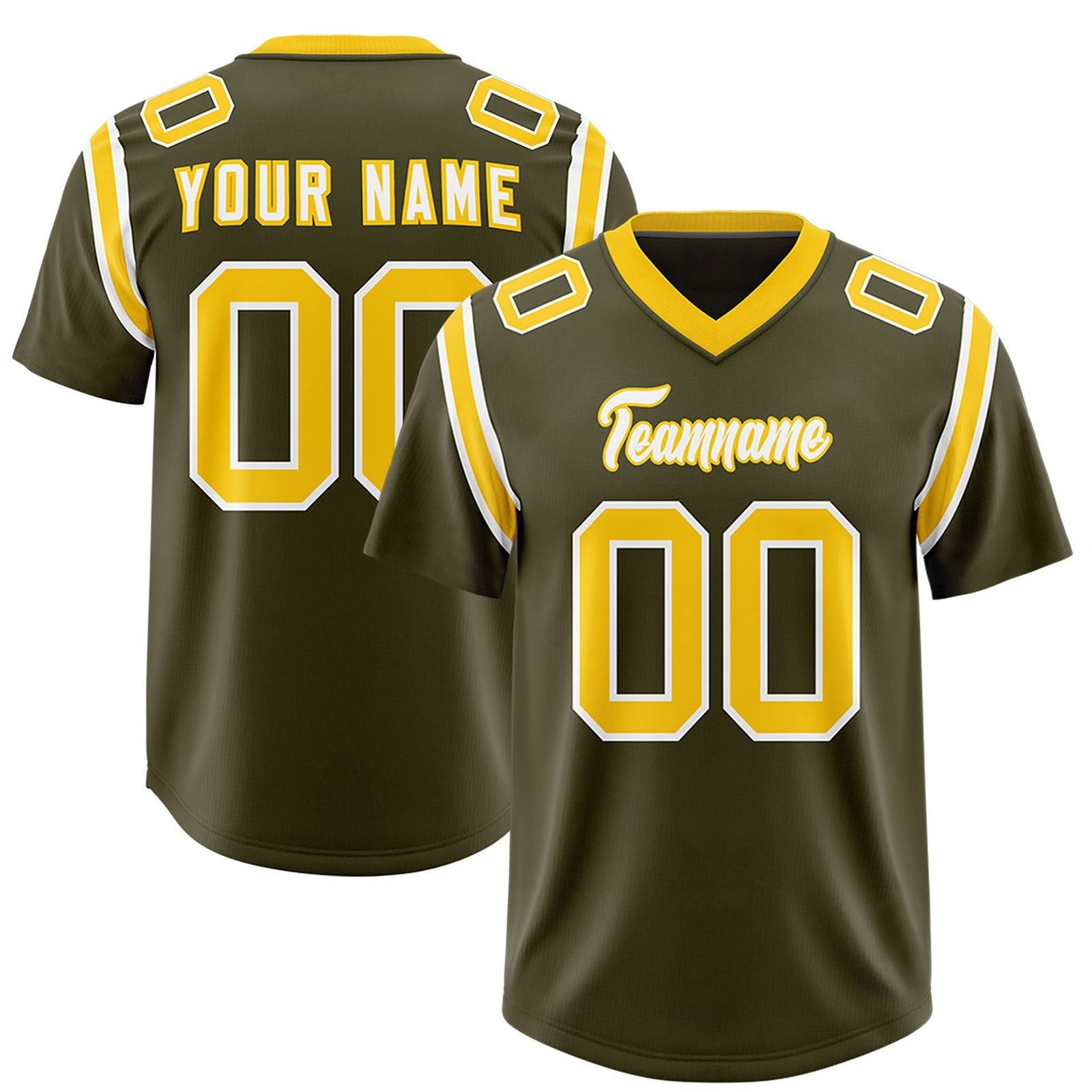 Custom Olive Personalized Shoulder Cut Two-Tone Authentic Football Jersey