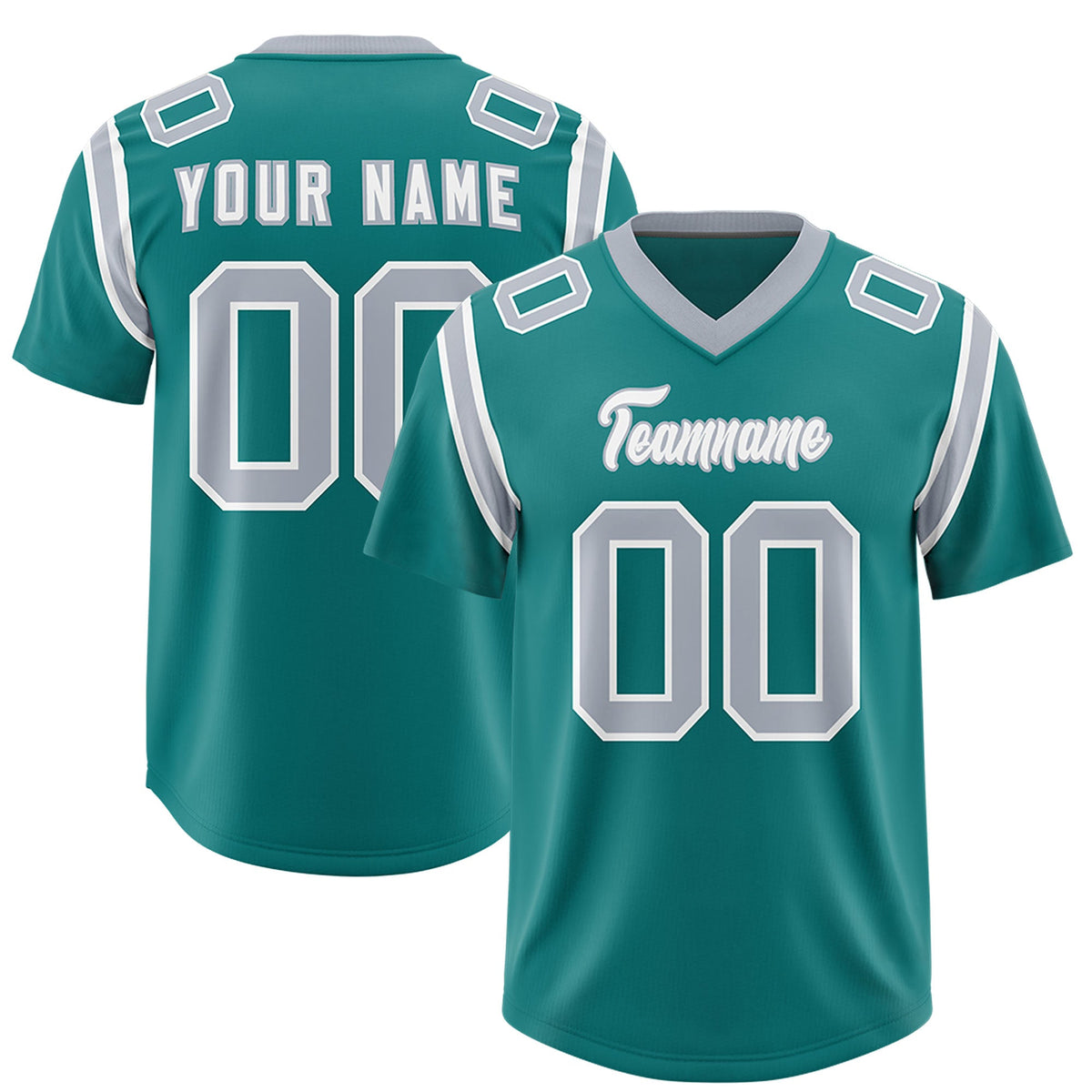 Custom Aqua Personalized Shoulder Cut Two-Tone Authentic Football Jersey