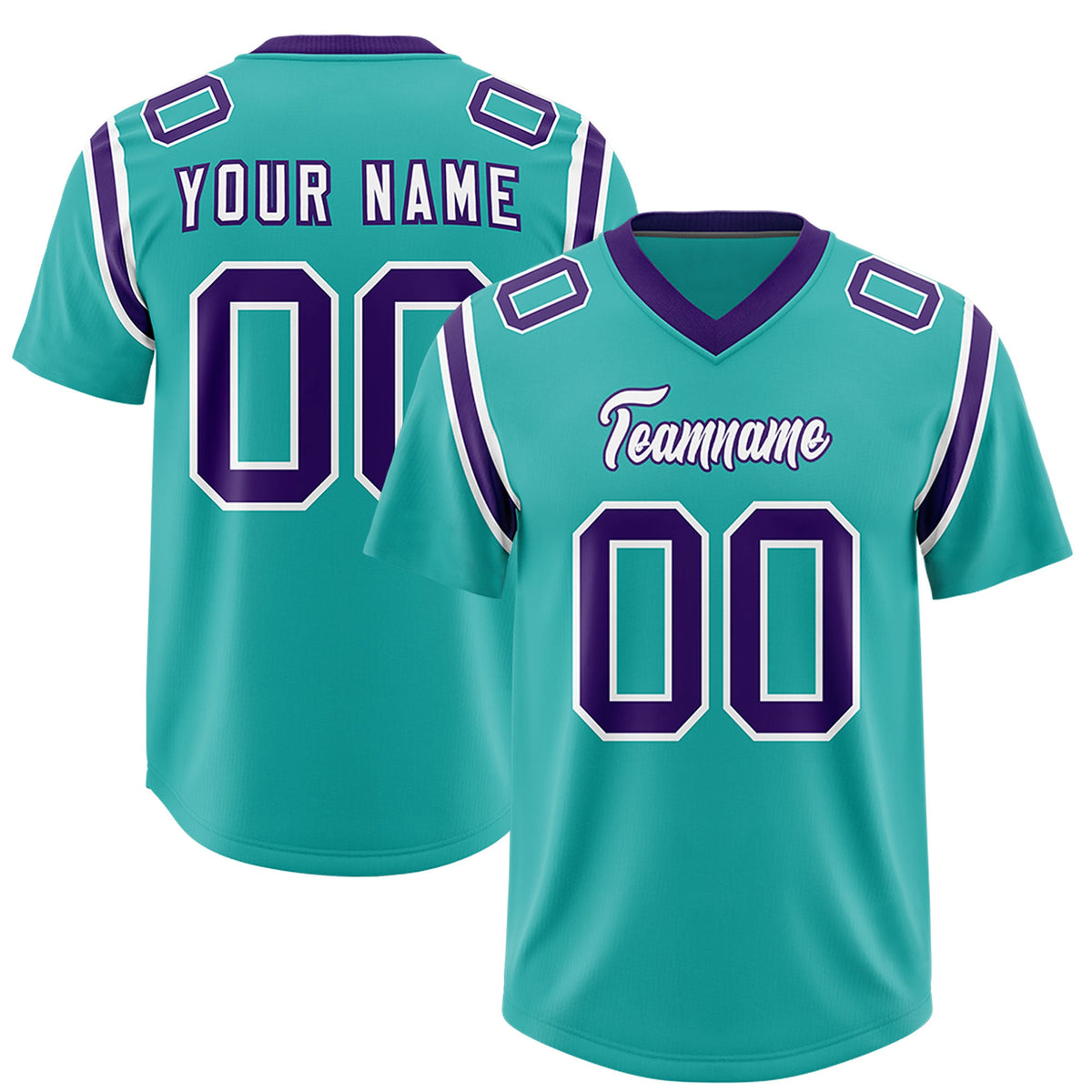 Custom Aqua Personalized Shoulder Cut Two-Tone Authentic Football Jersey