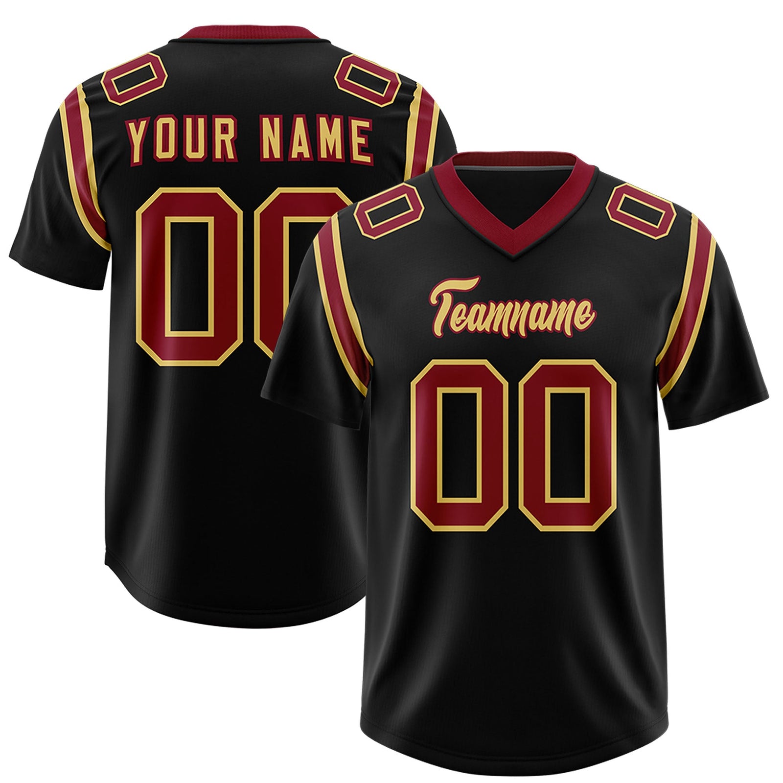 Custom Black Personalized Shoulder Cut Two-Tone Authentic Football Jersey